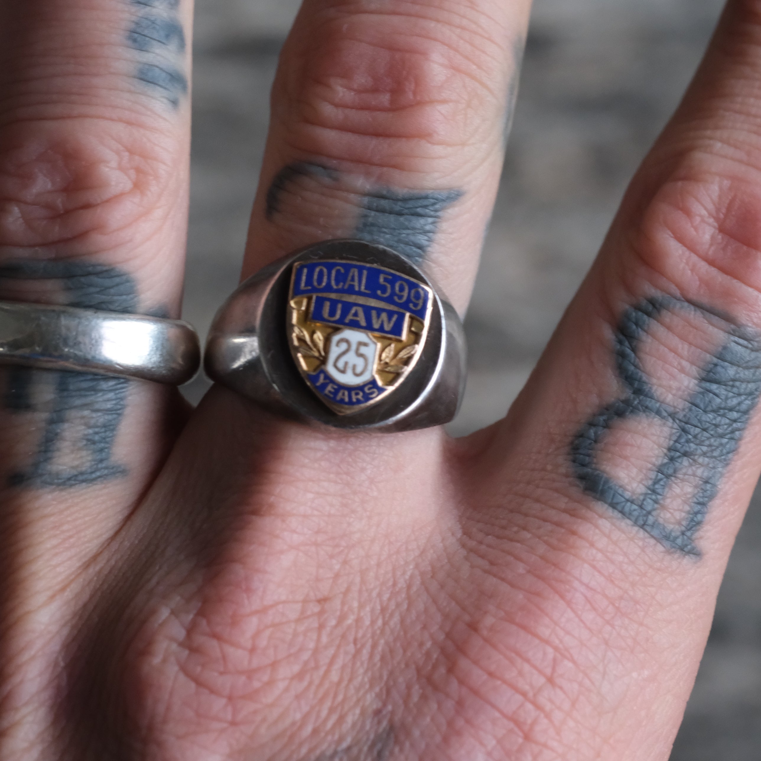 Vintage Sterling UAW Service Signet Ring 9.75