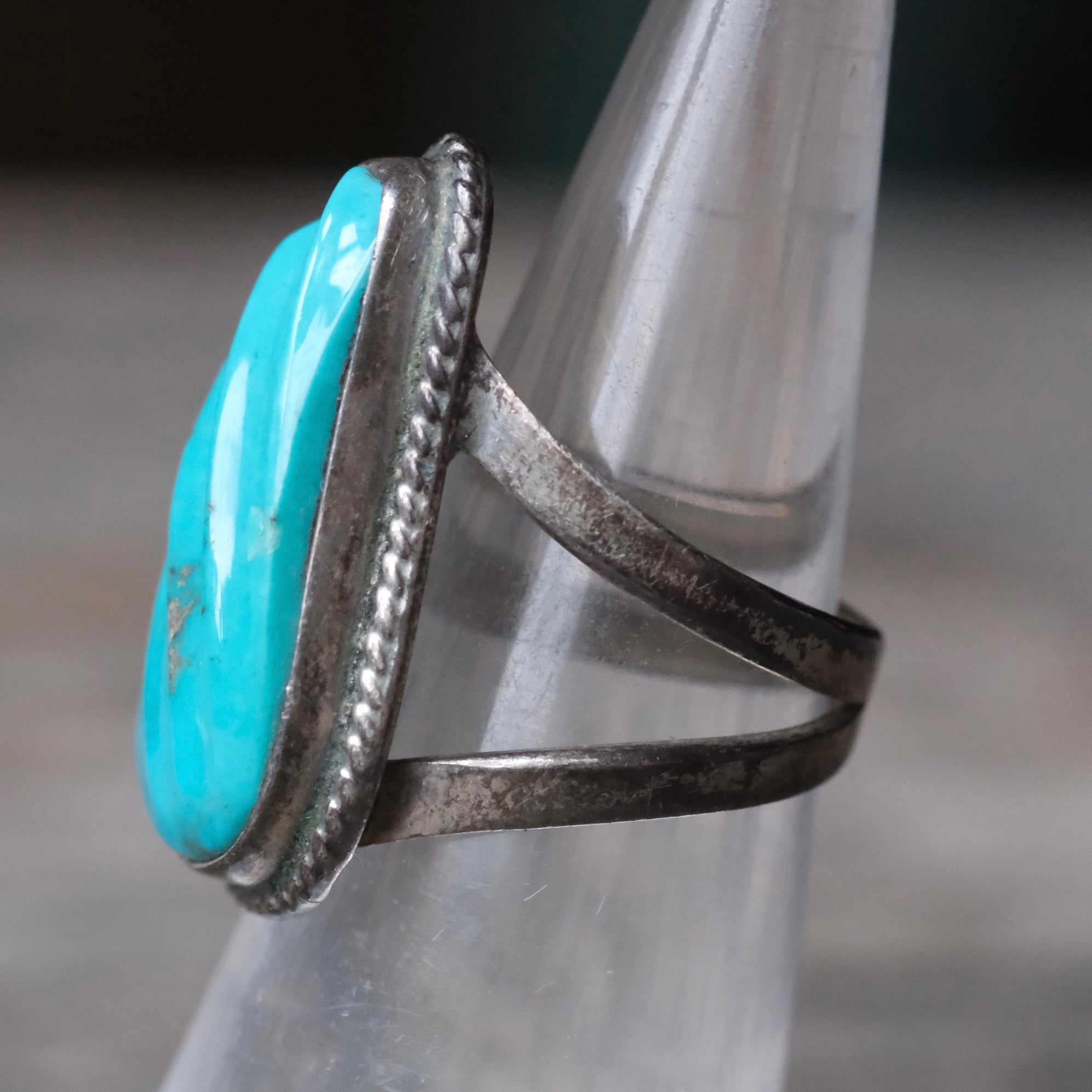 Vintage Sterling Turquoise Ring 5.25