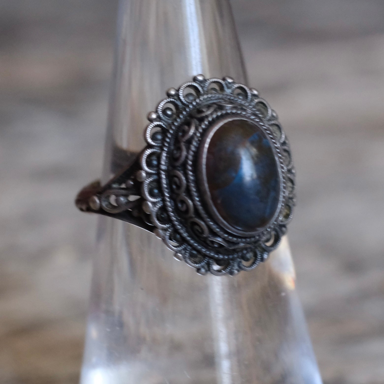 Vintage Sterling Jasper Ring 4.75