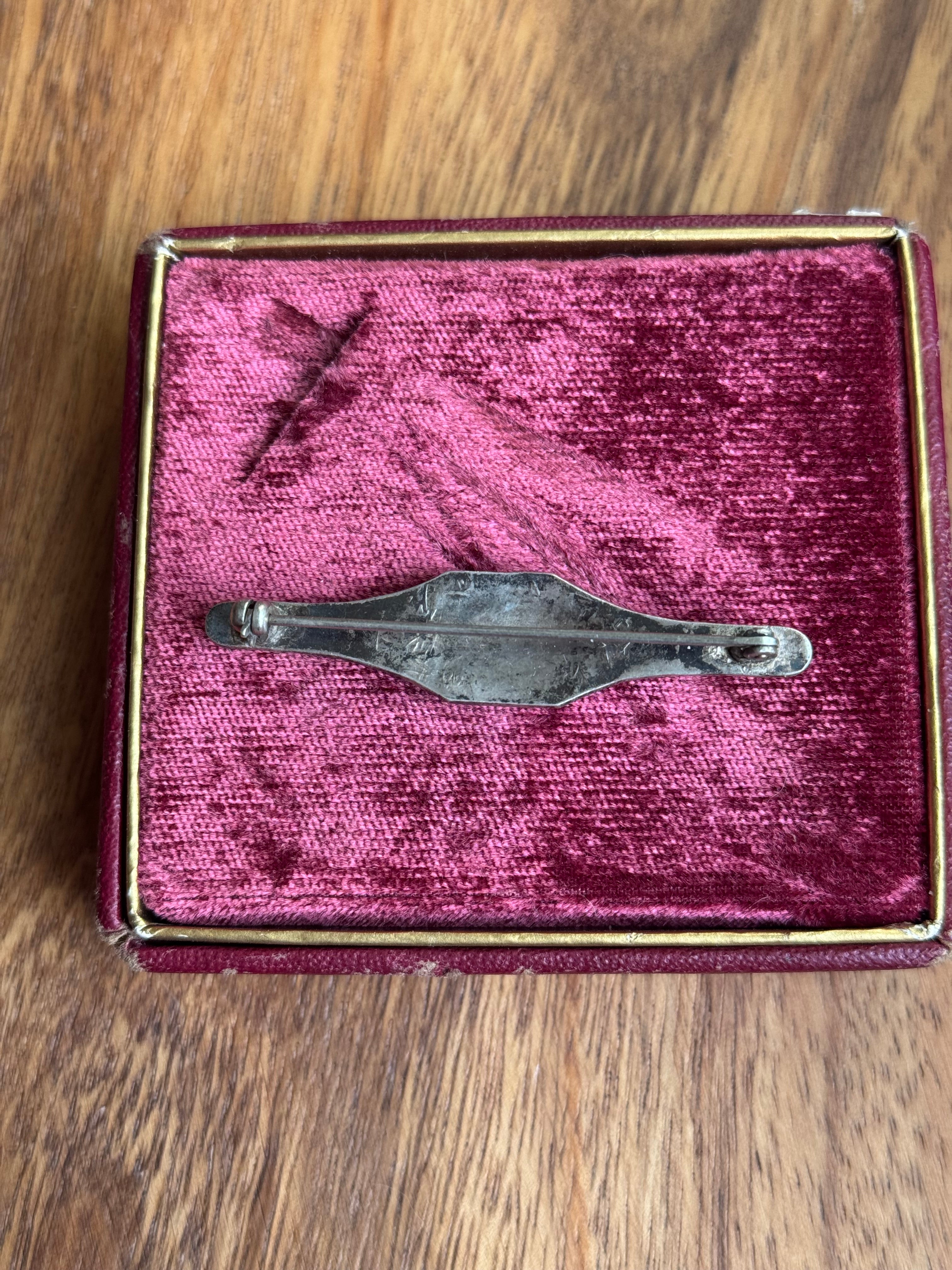 Vintage Sterling Silver Turquoise Stamped Pin