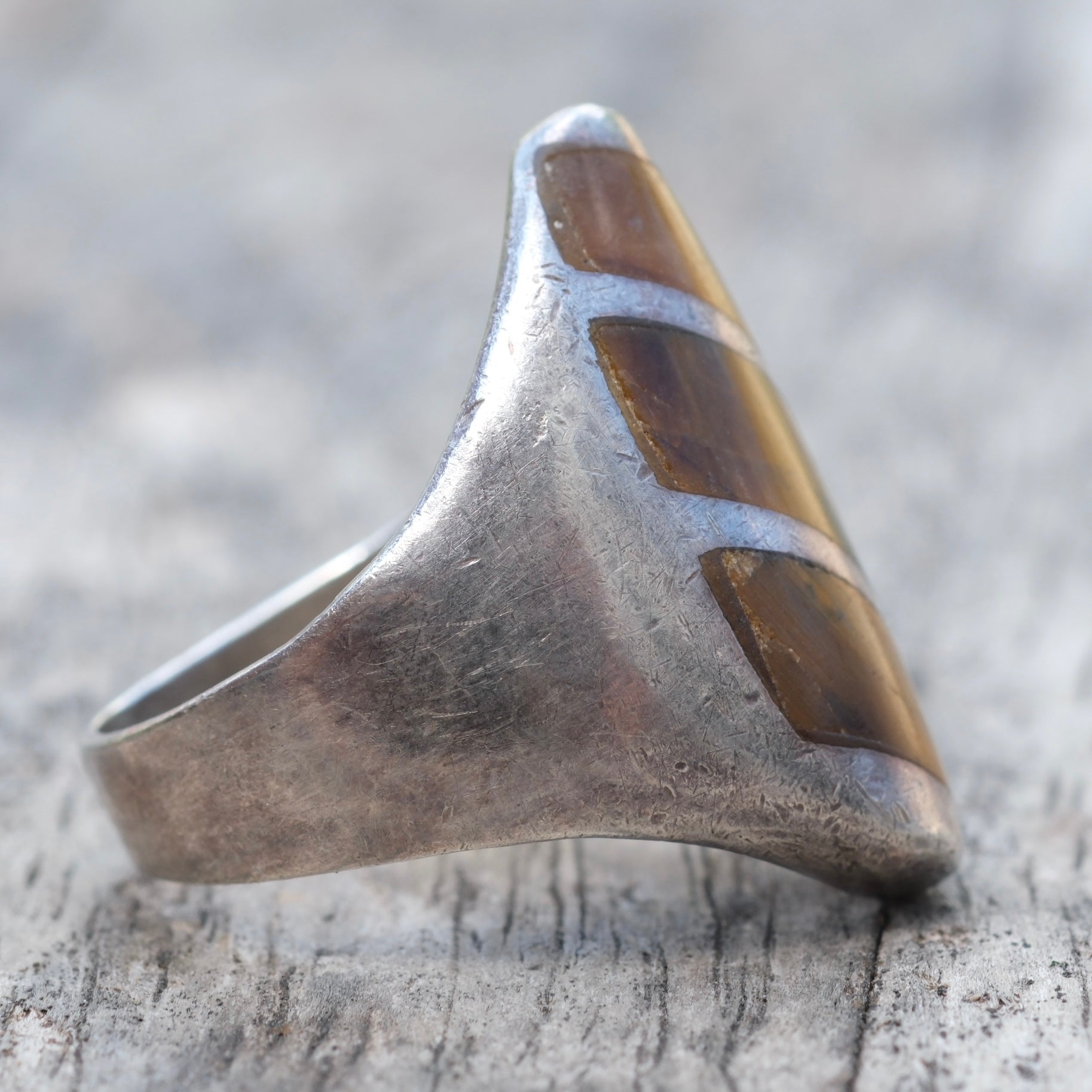 Vintage Sterling Tigers Eye Ring 10.25