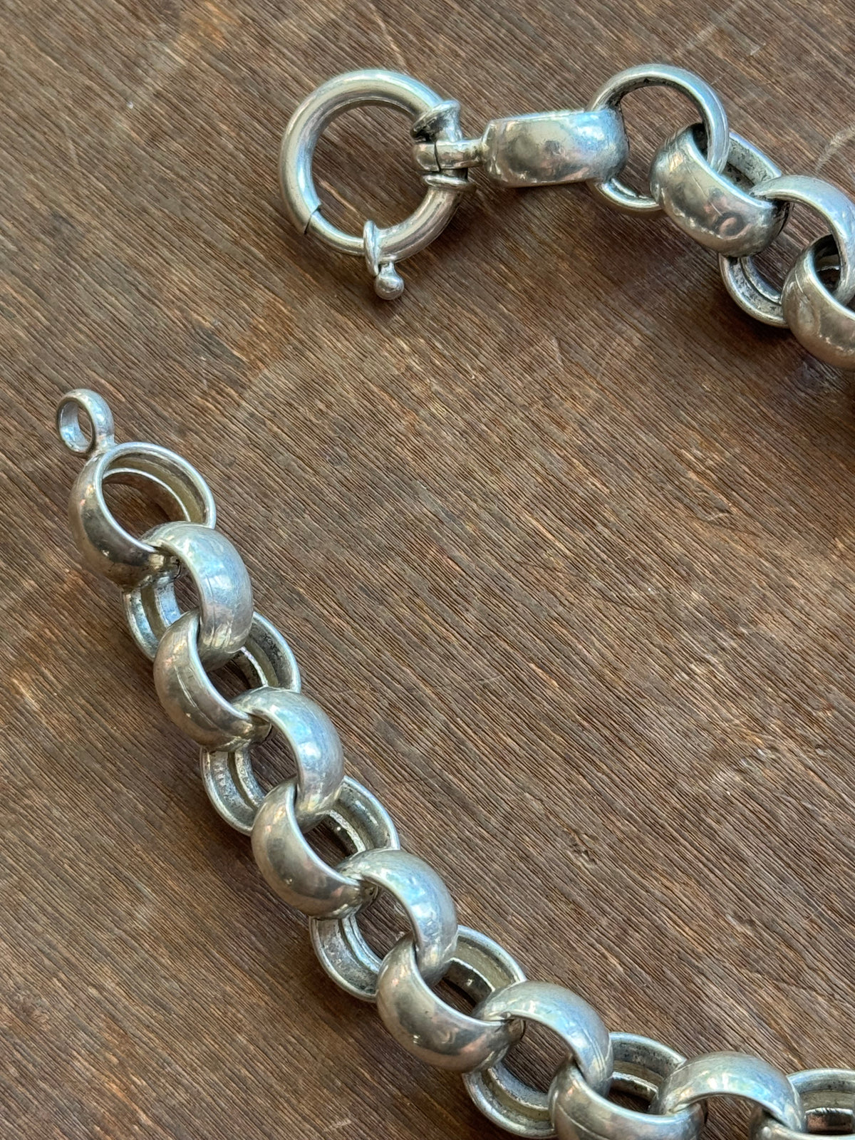 Vintage Sterling Silver 8.5” Chunky Rolo Chain Bracelet