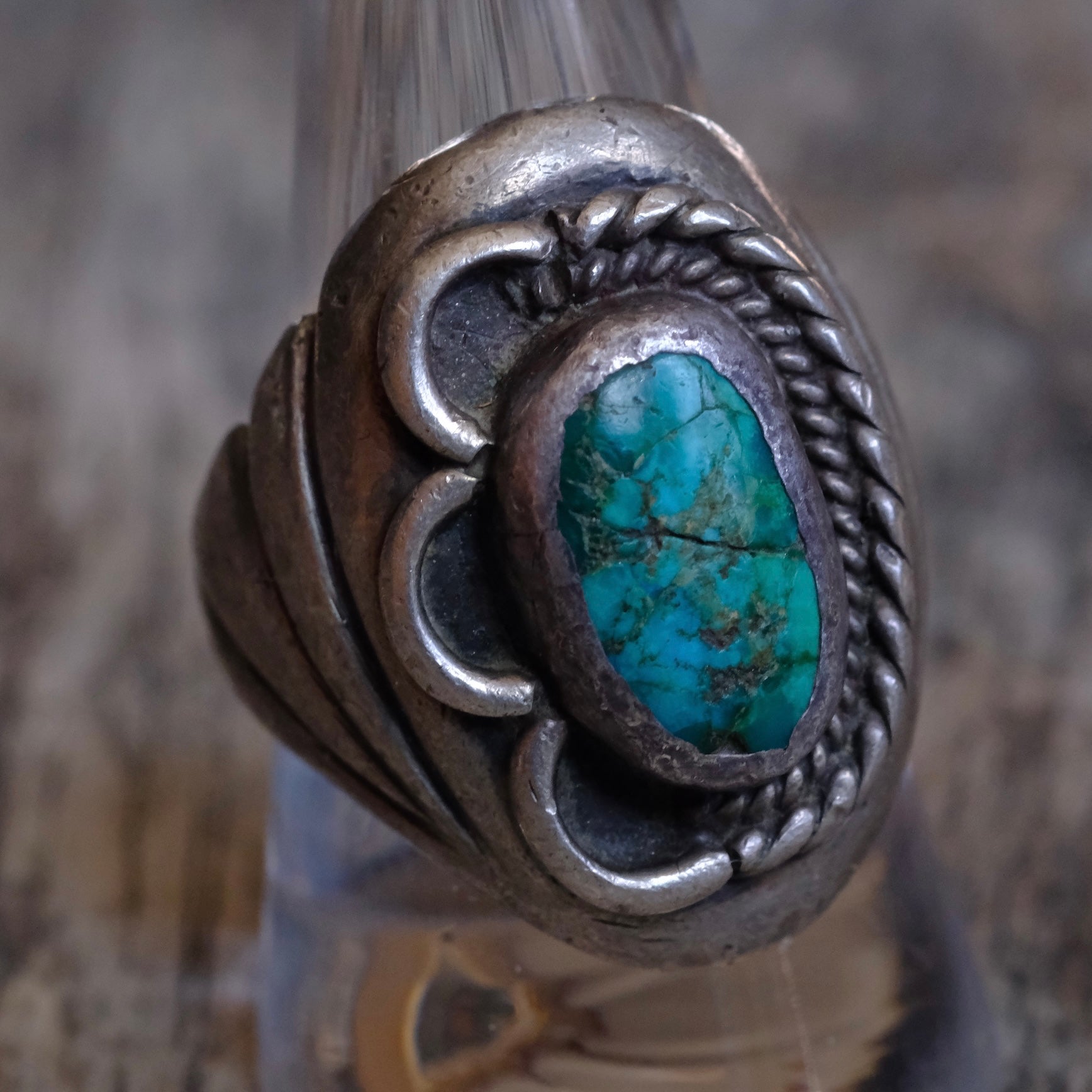 Vintage Sterling Turquoise Ring 9.75