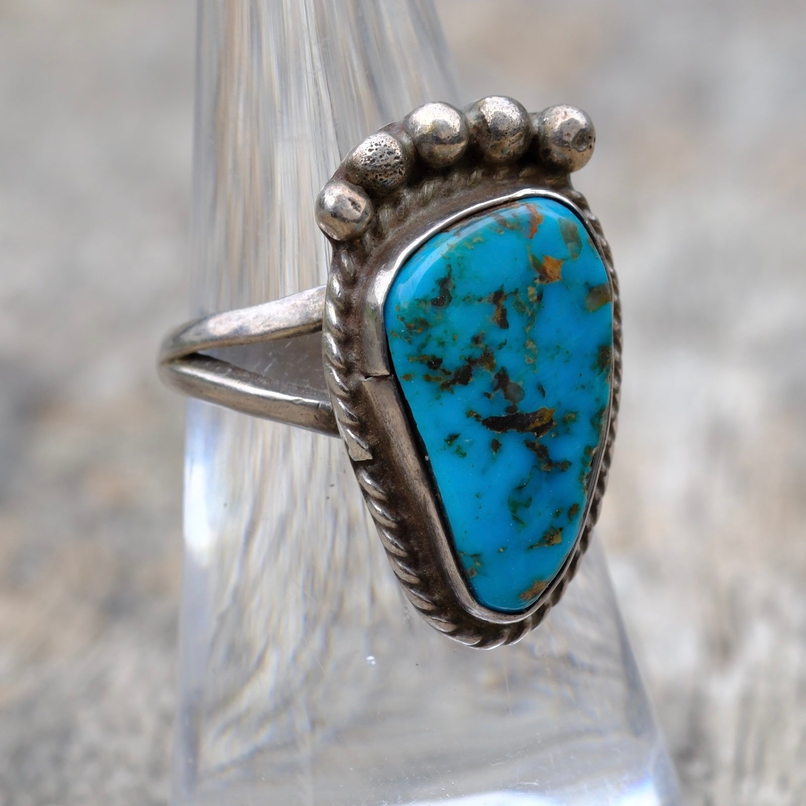 Vintage Sterling Turquoise Ring 6.75