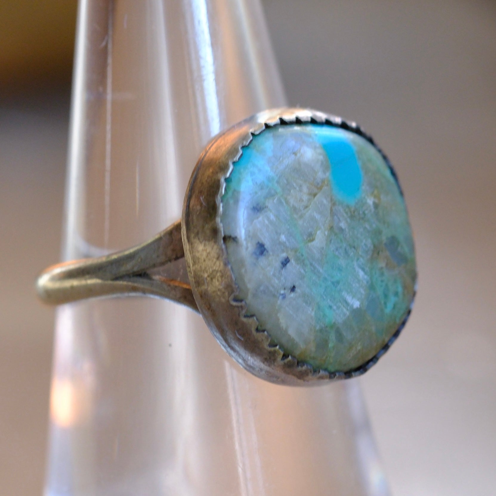 Vintage Sterling Turquoise Ring 6.75
