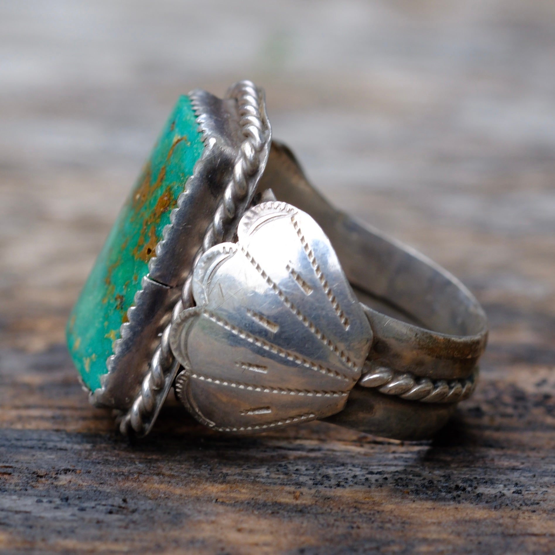 Vintage Sterling Turquoise Ring10.5
