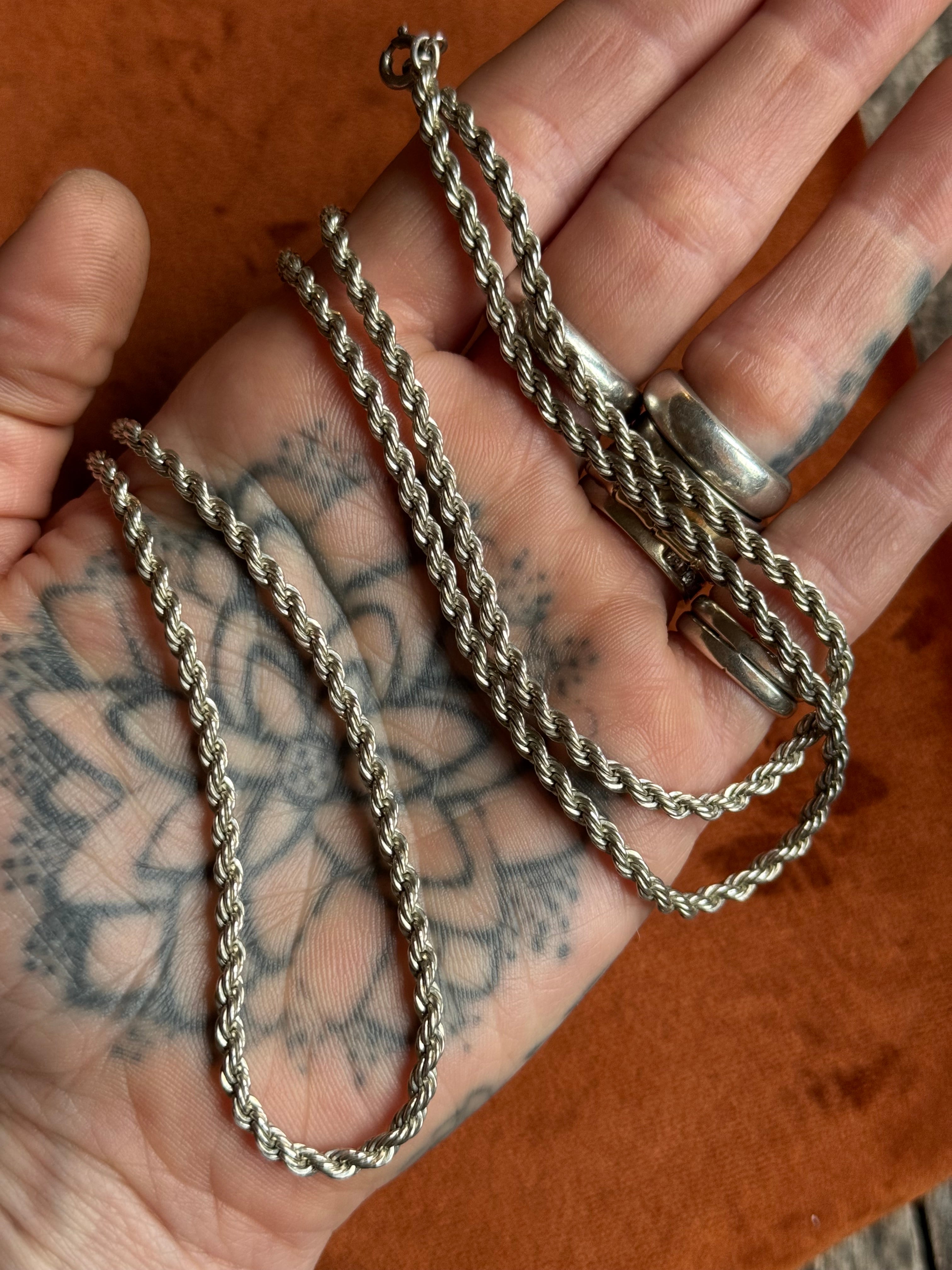 Vintage Sterling Silver 30” Rope Chain