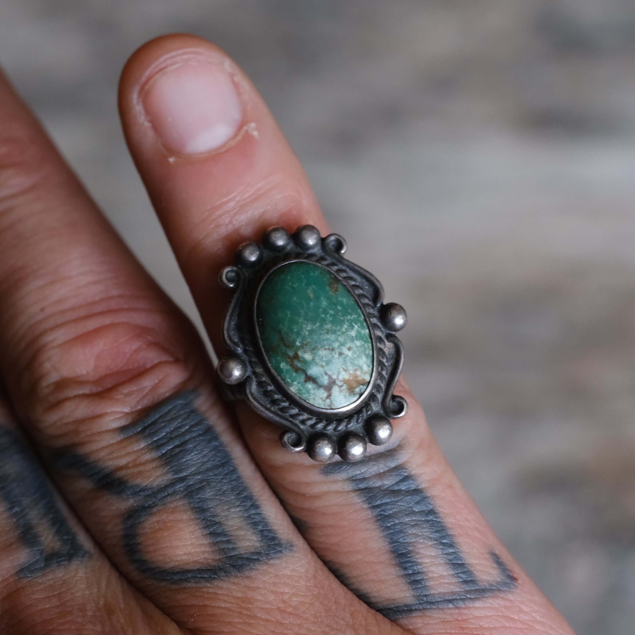Vintage Sterling Turquoise Ring 4.5