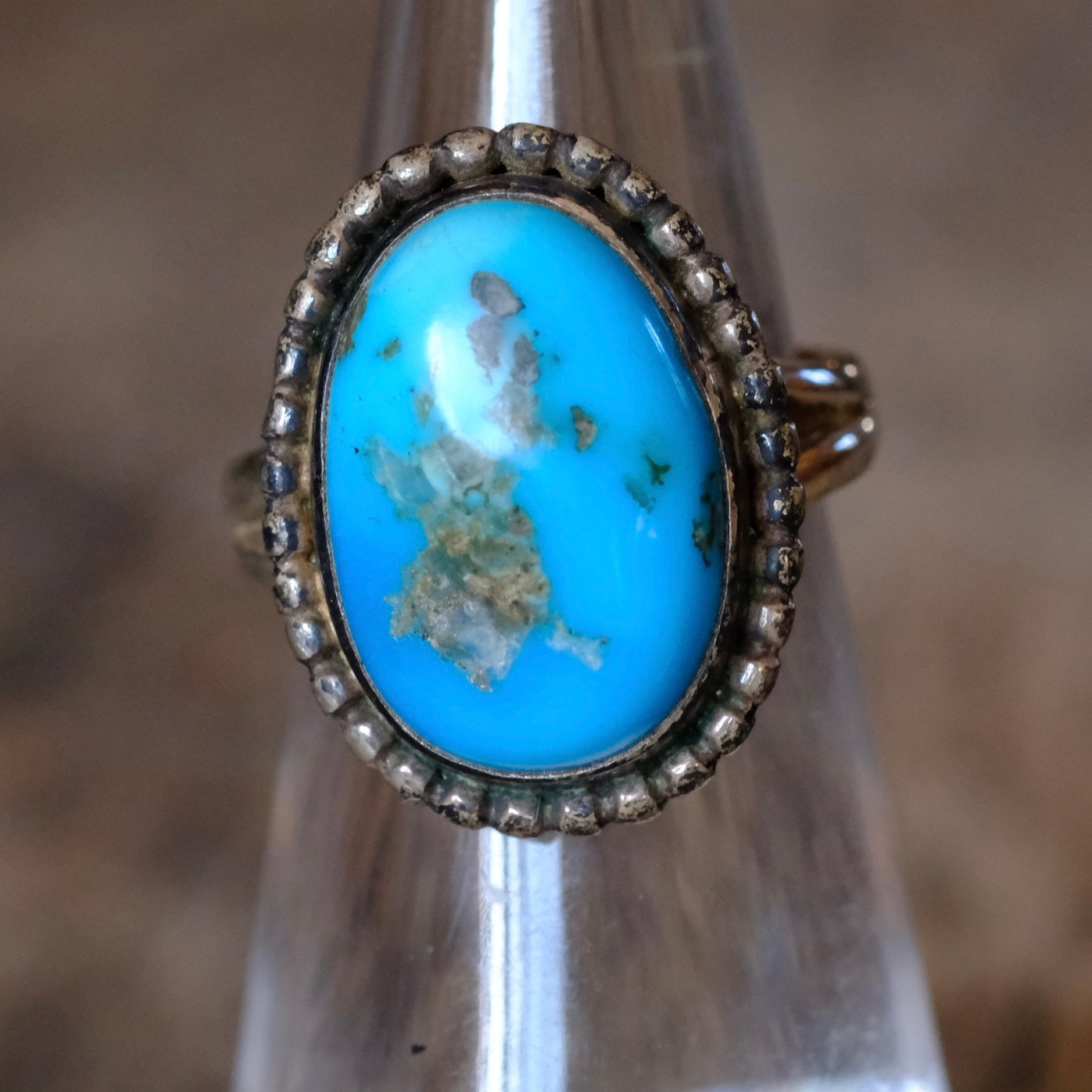 Vintage Sterling Turquoise Ring 4.5