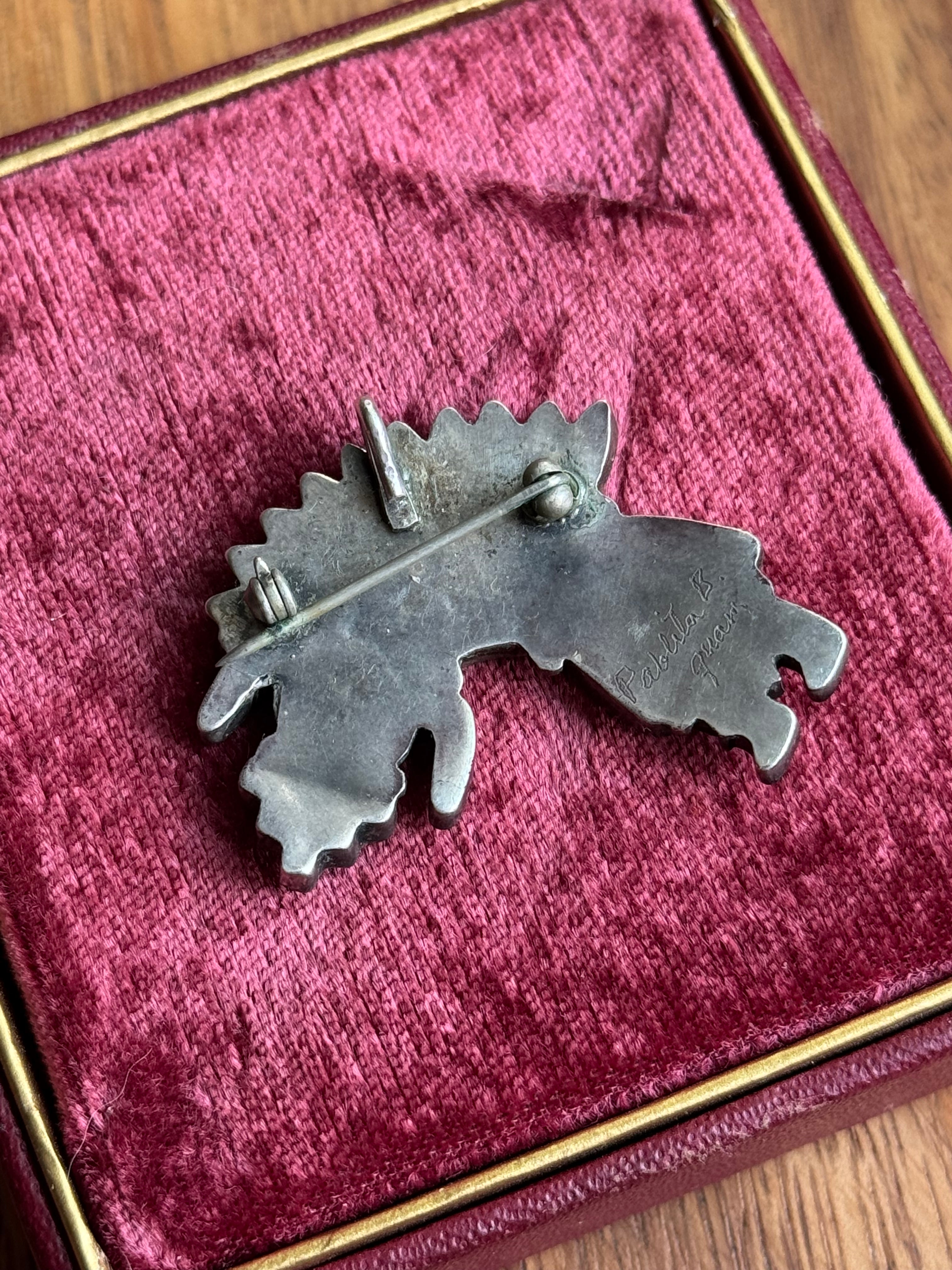 RARE Vintage Sterling Silver Zuni Rainbow Man Pin/Pendant by Pablita B Quam