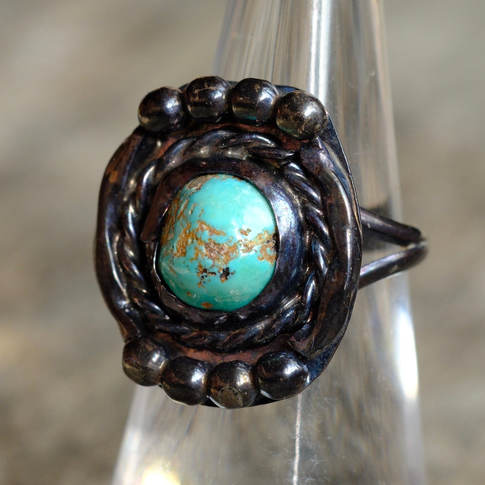 Vintage Sterling Turquoise Ring 5.75