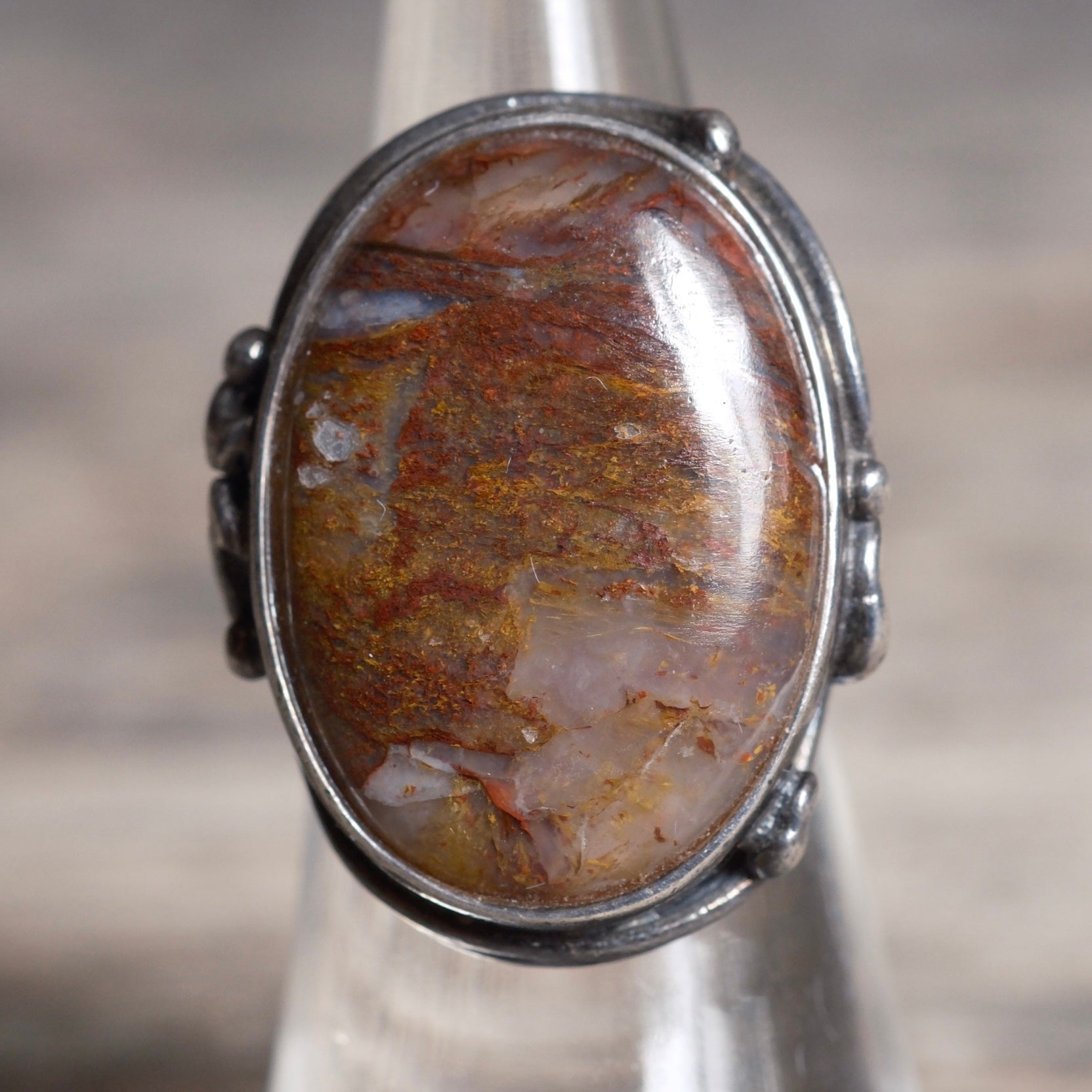 Vintage Sterling Agate Ring 5.75