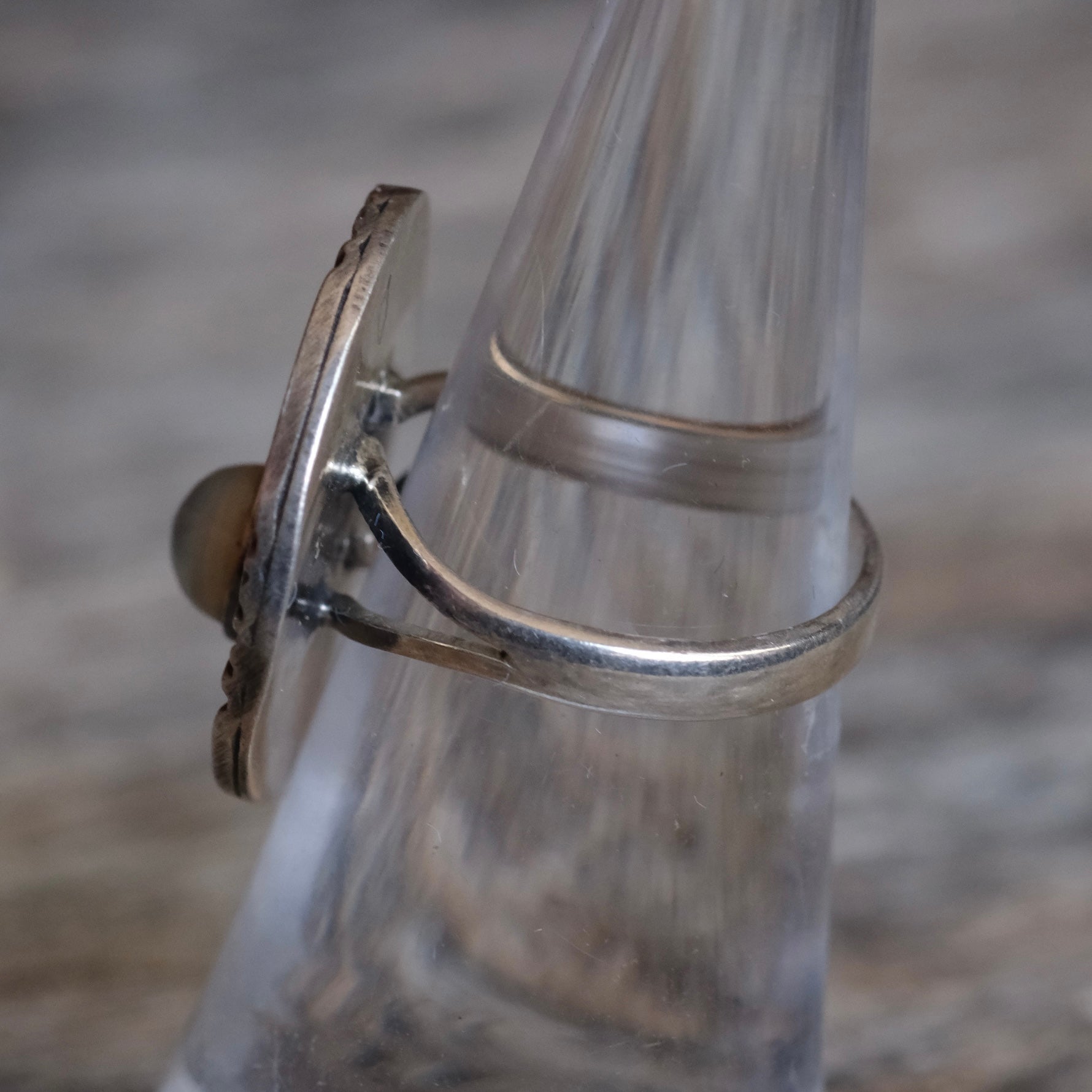 Vintage Sterling Moonstone Feather Ring 5.5