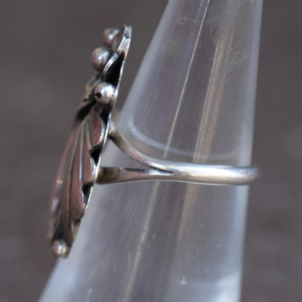 Vintage Sterling Silver Feather Ring 5.5