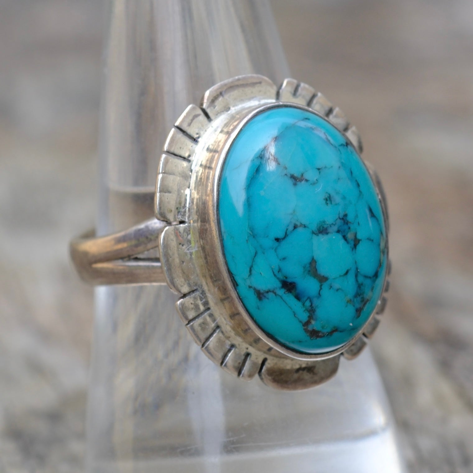 Vintage Sterling Turquoise Ring 8.25