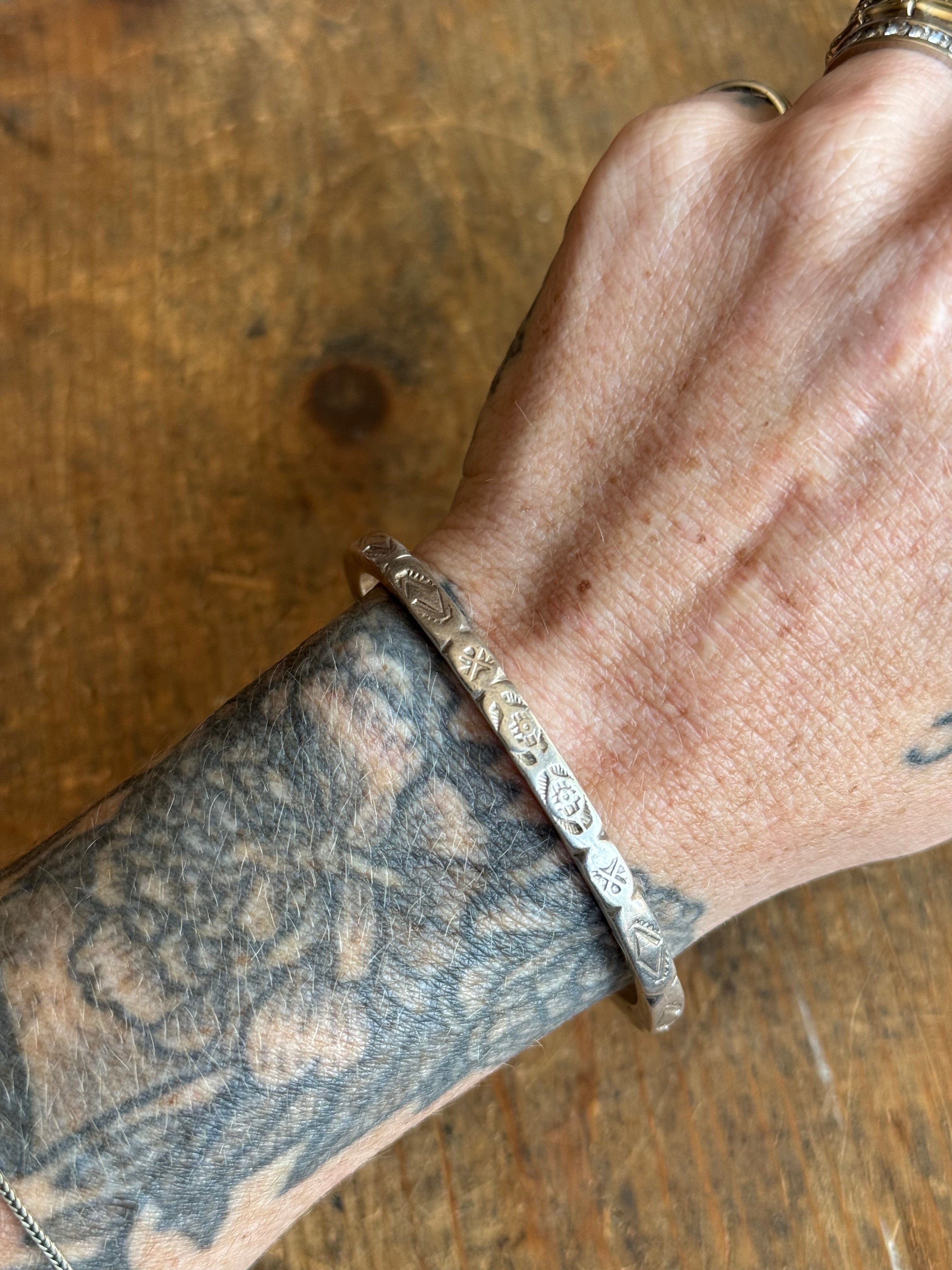 Vintage Sterling Silver Heavy Stamped Cuff