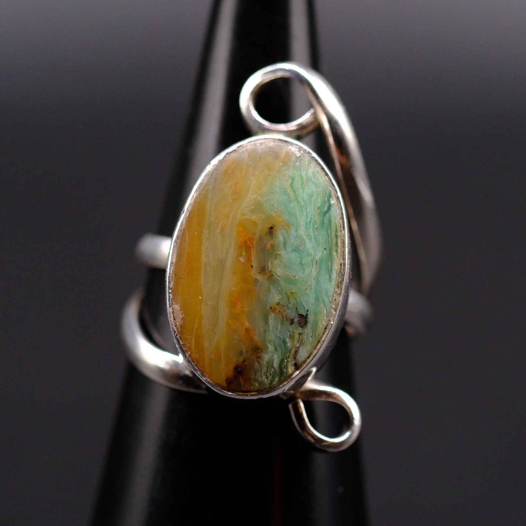 Vintage Sterling Agate Ring 4.25