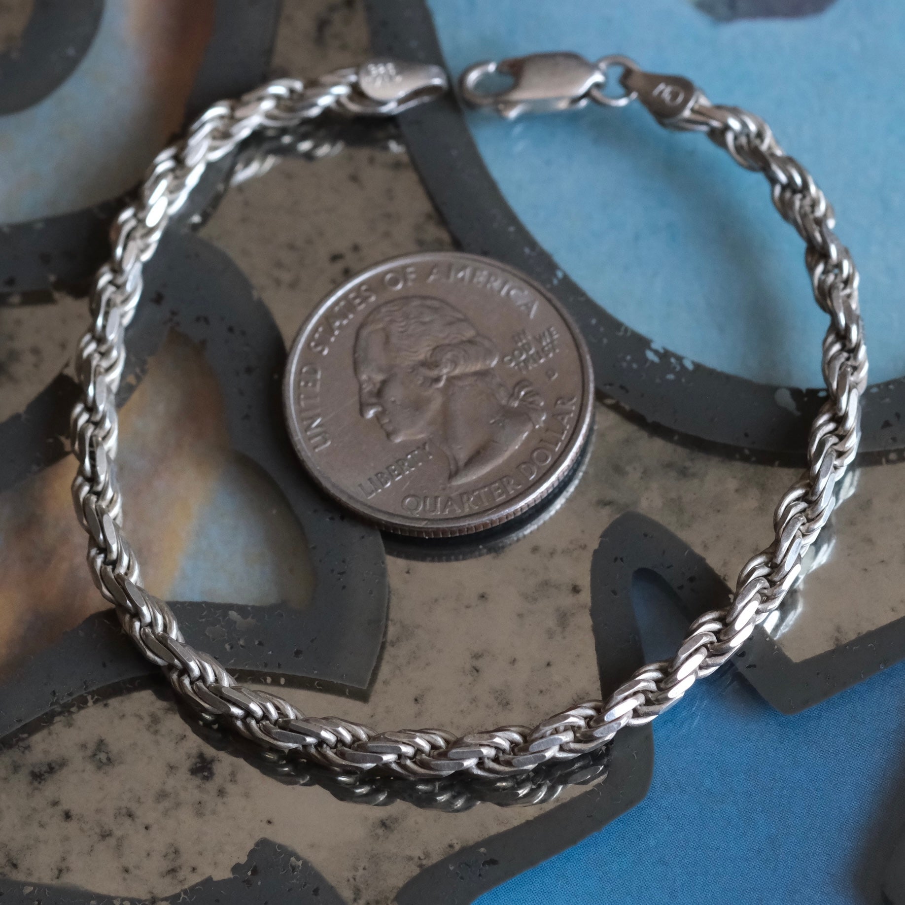 Vintage Sterling Twisted Chain Bracelet 7"