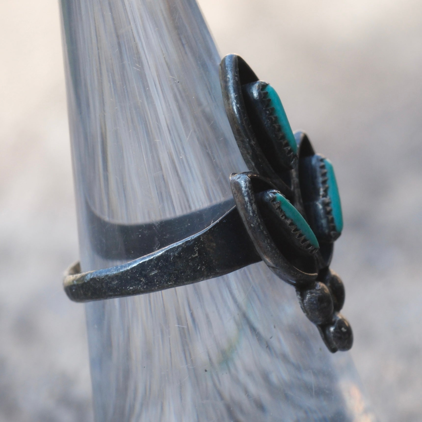 Vintage Sterling Turquoise Cluster Ring 6