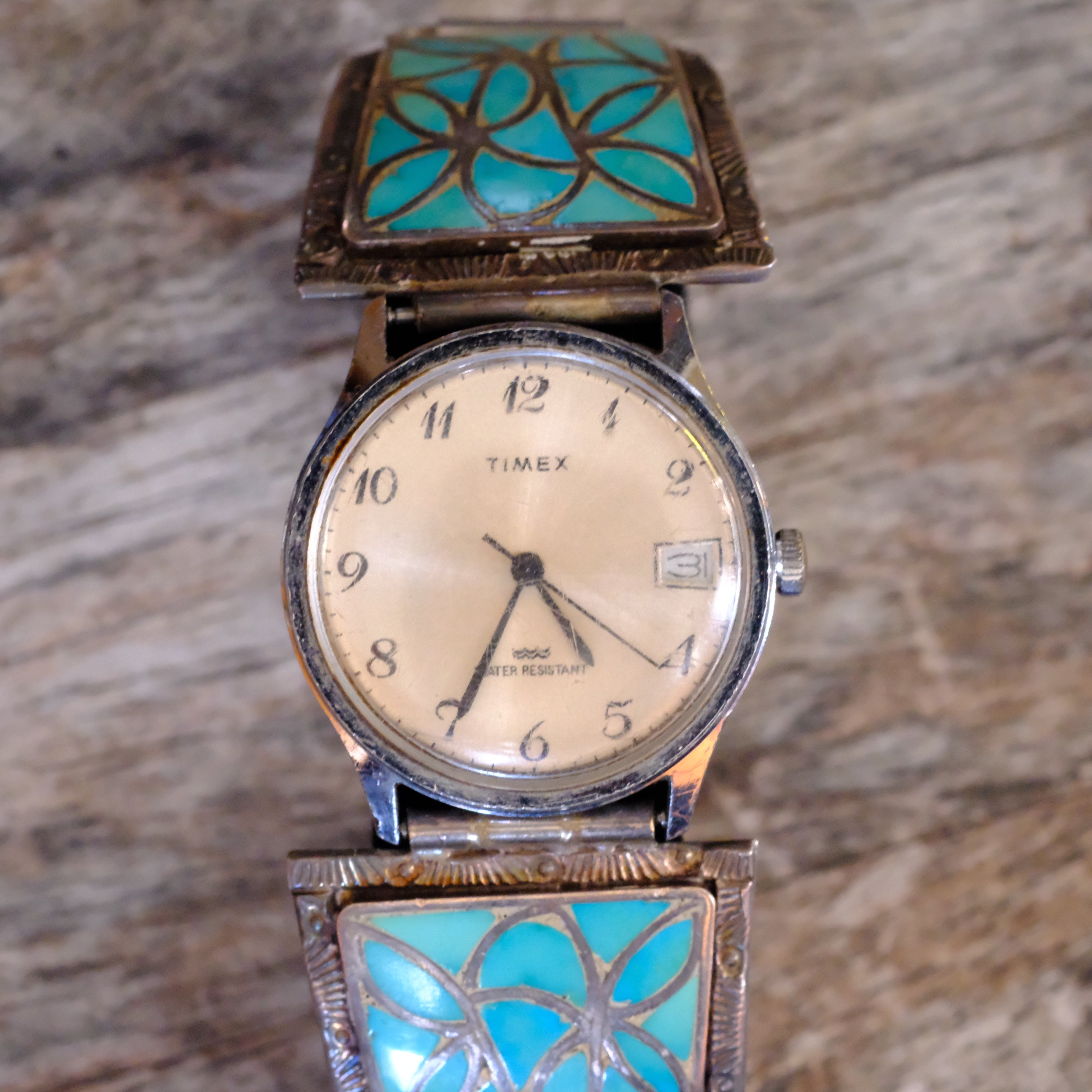 Vintage Sterling Turquoise Inlay Watch