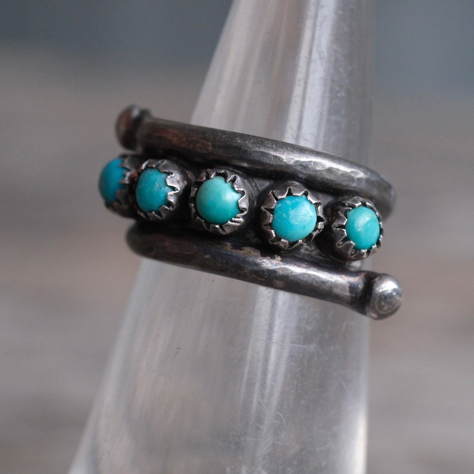 Vintage Sterling Turquoise Band 4.75