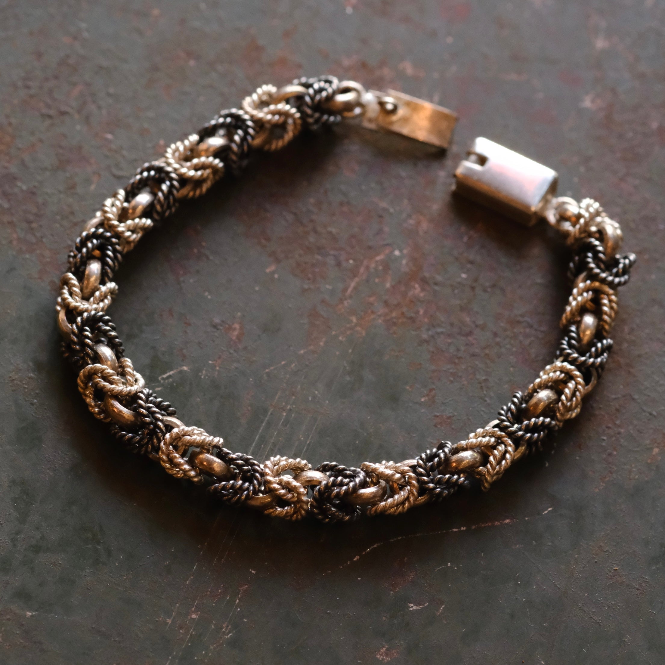 Vintage Sterling 2-Tone Woven Bracelet