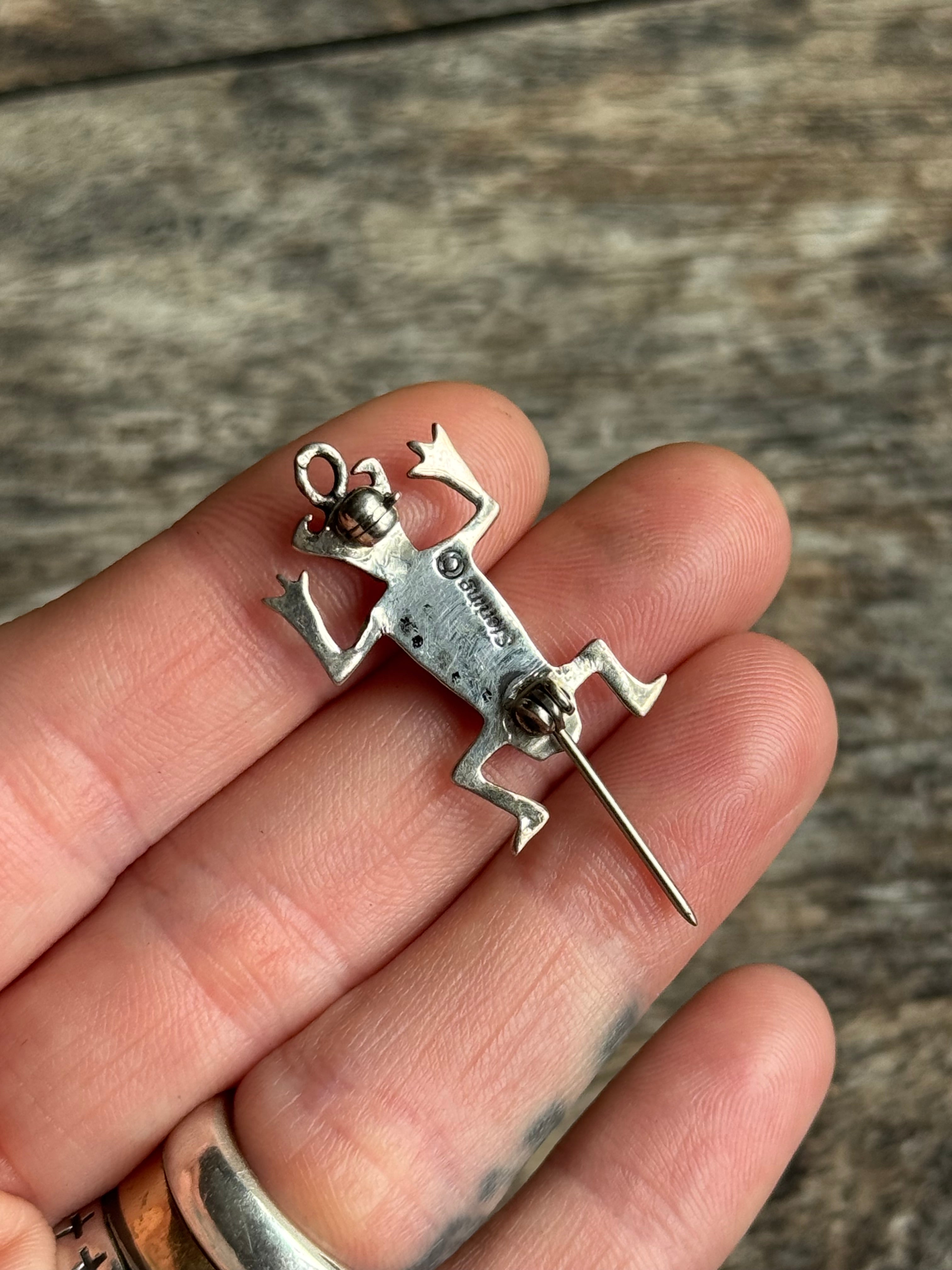 Vintage Sterling Silver Multistone Inlay Fetish Pin