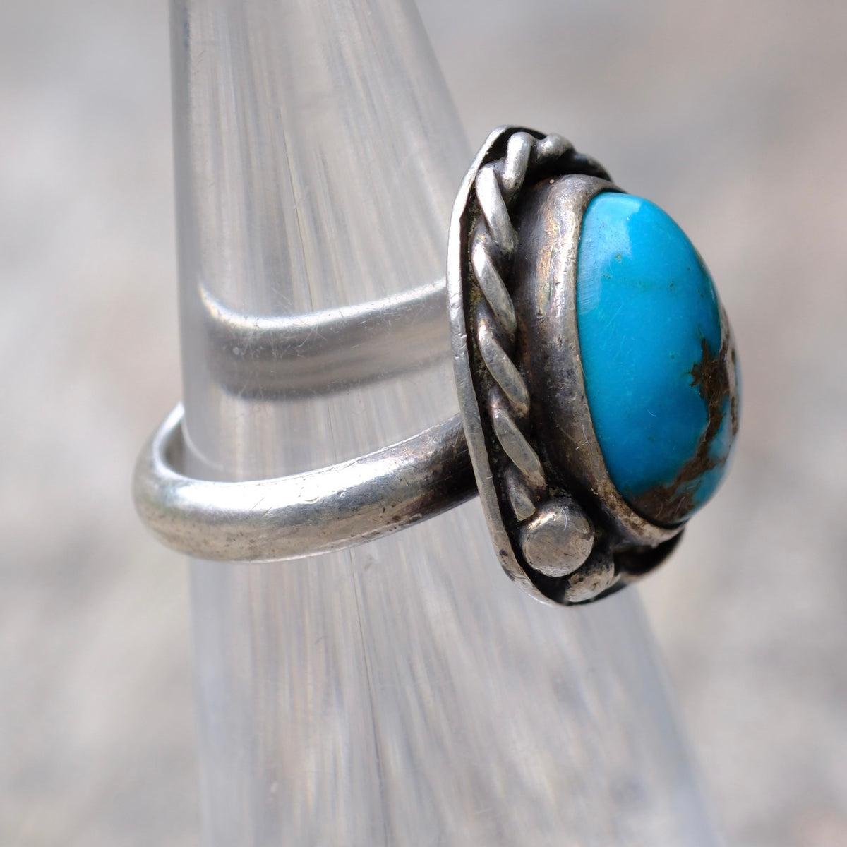 Vintage Sterling Turquoise Ring 3.5