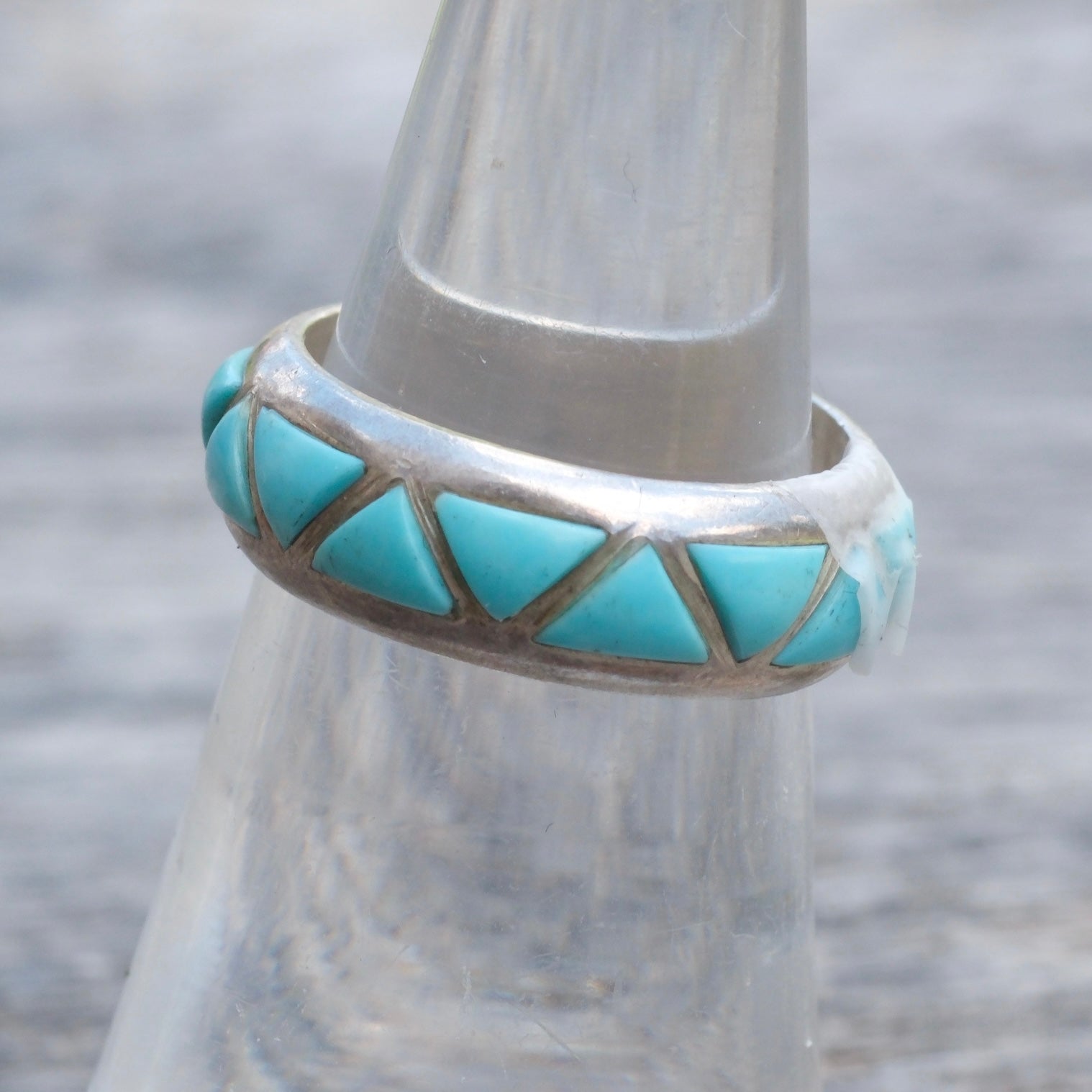 Vintage Sterling Turquoise Inlay Band Ring 6