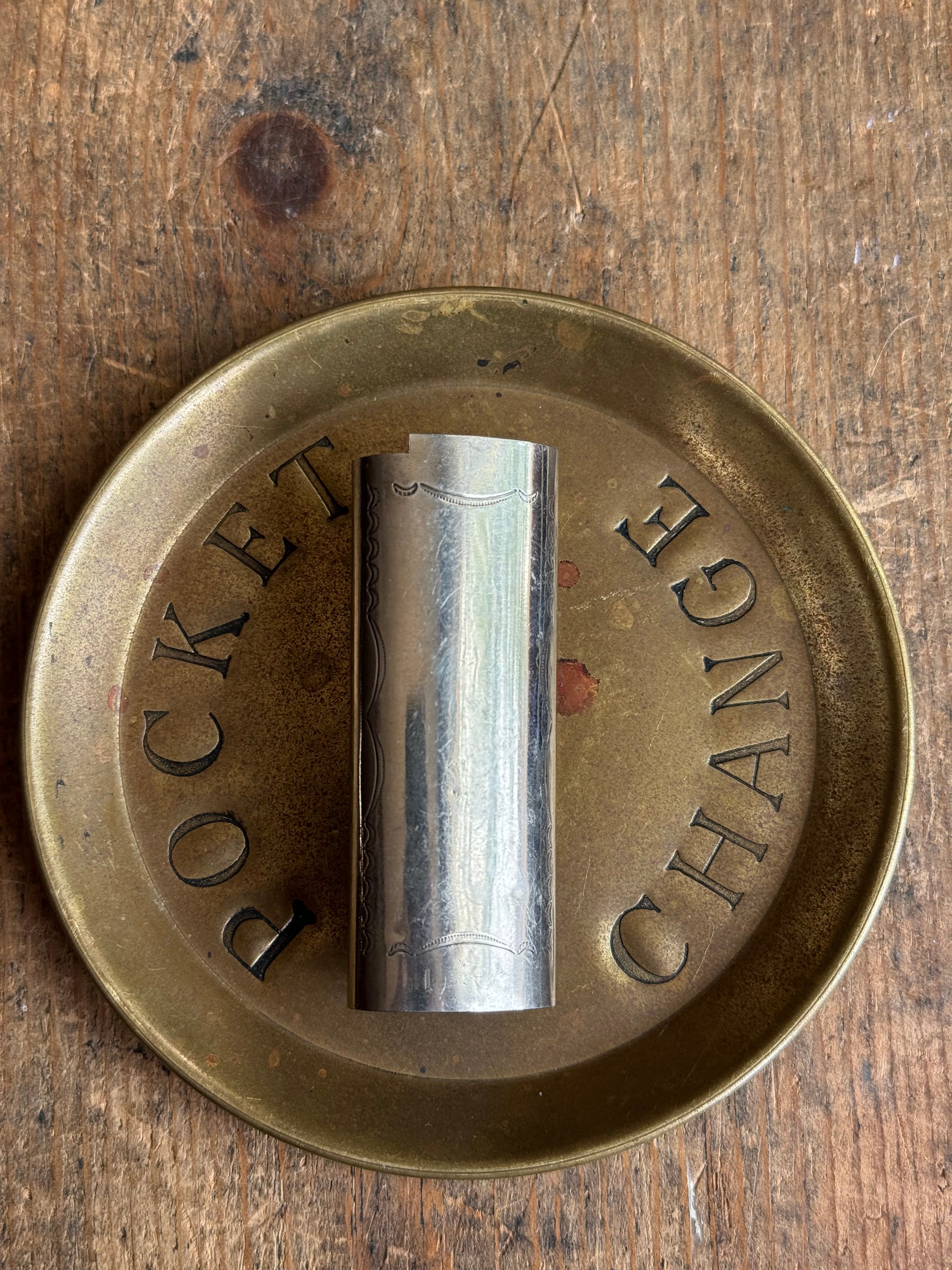 Vintage Stamped Nickel & Sterling Silver Turquoise Lighter Case