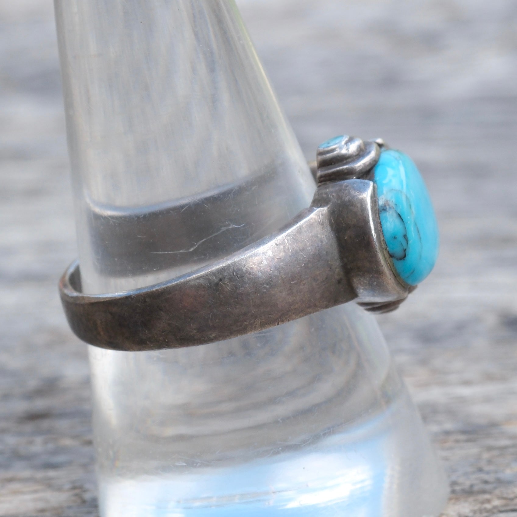Vintage Sterling Turquoise Ring 9.5