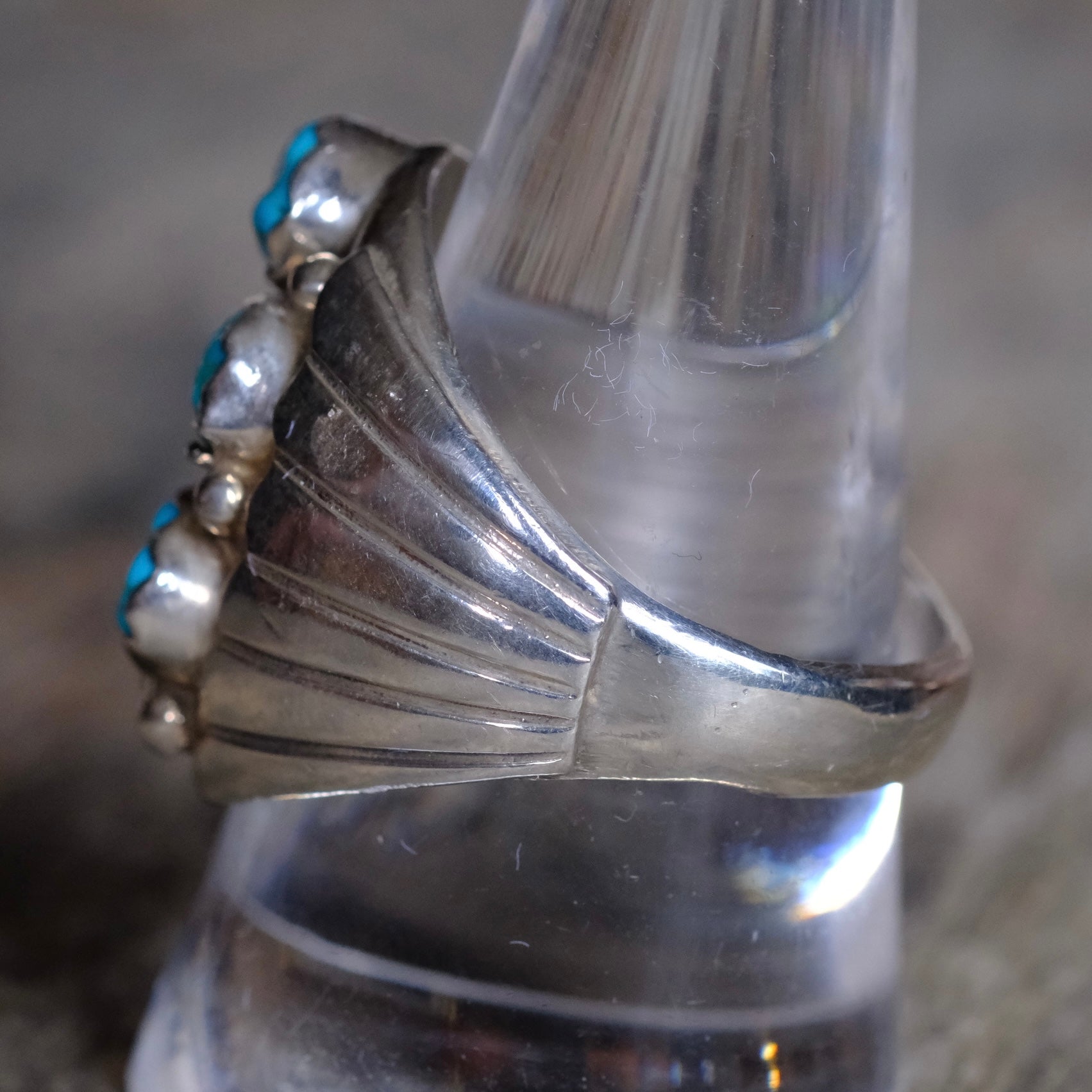 Vintage Sterling 5-Stone Turquoise Cluster Ring 10.5