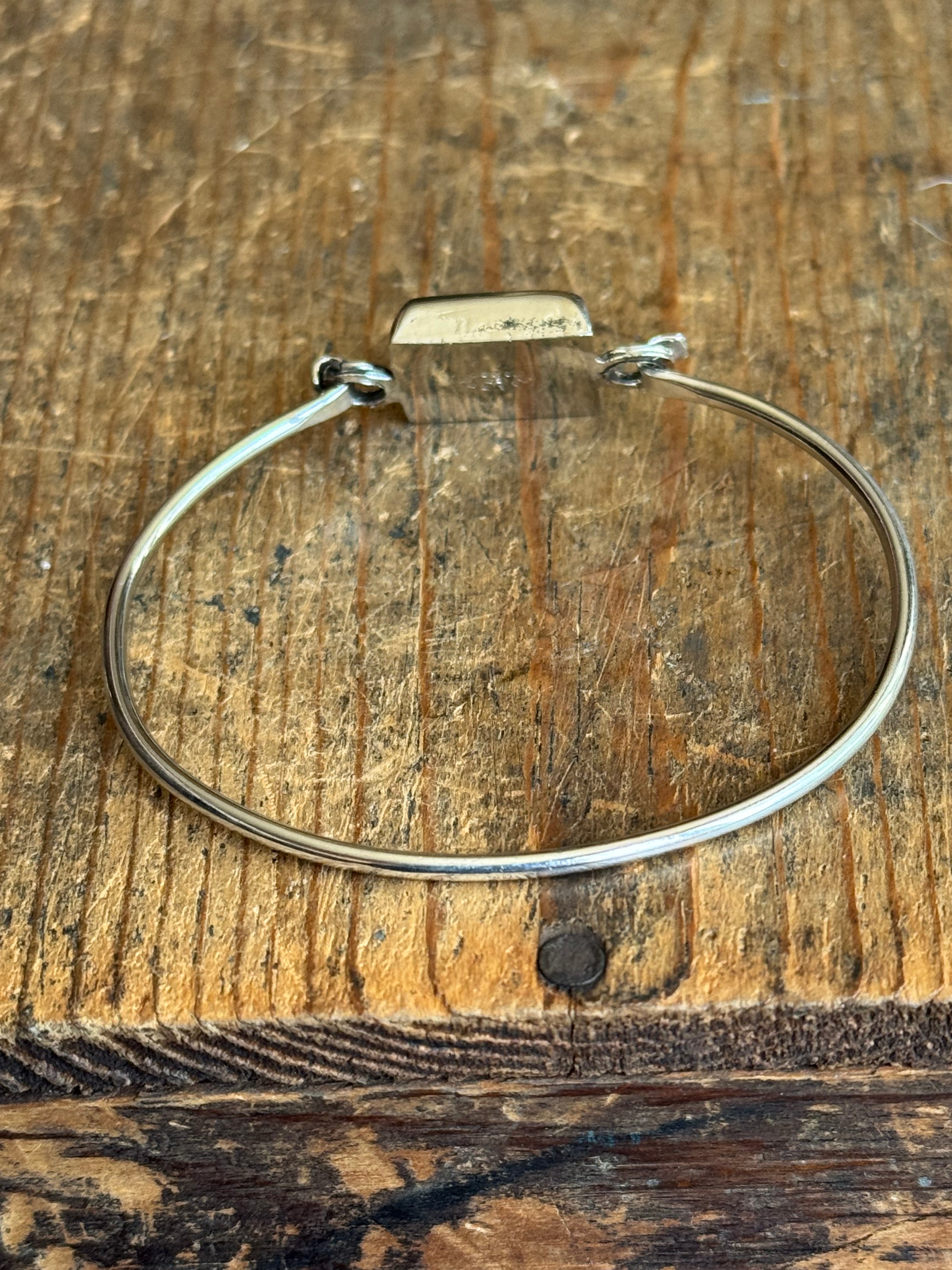 Vintage Sterling Silver Onyx Square Latch Bracelet