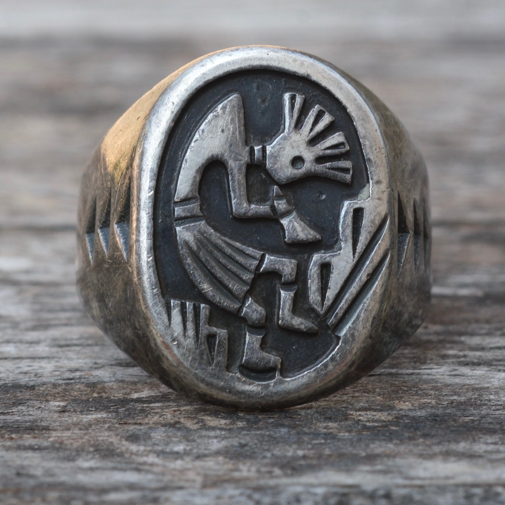 Vintage Sterling Silver Kokopelli Ring 8.5