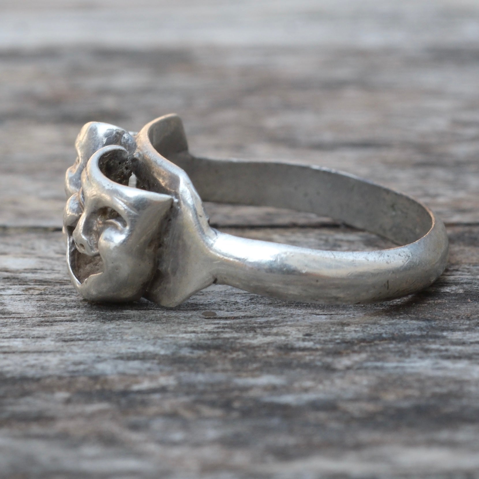 Vintage Sterling Silver Comedy Tragedy Mask Ring 11