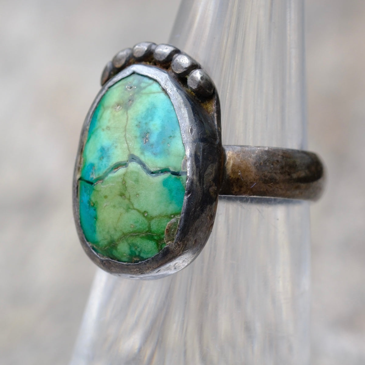 Vintage Sterling Turquoise Ring 4.5