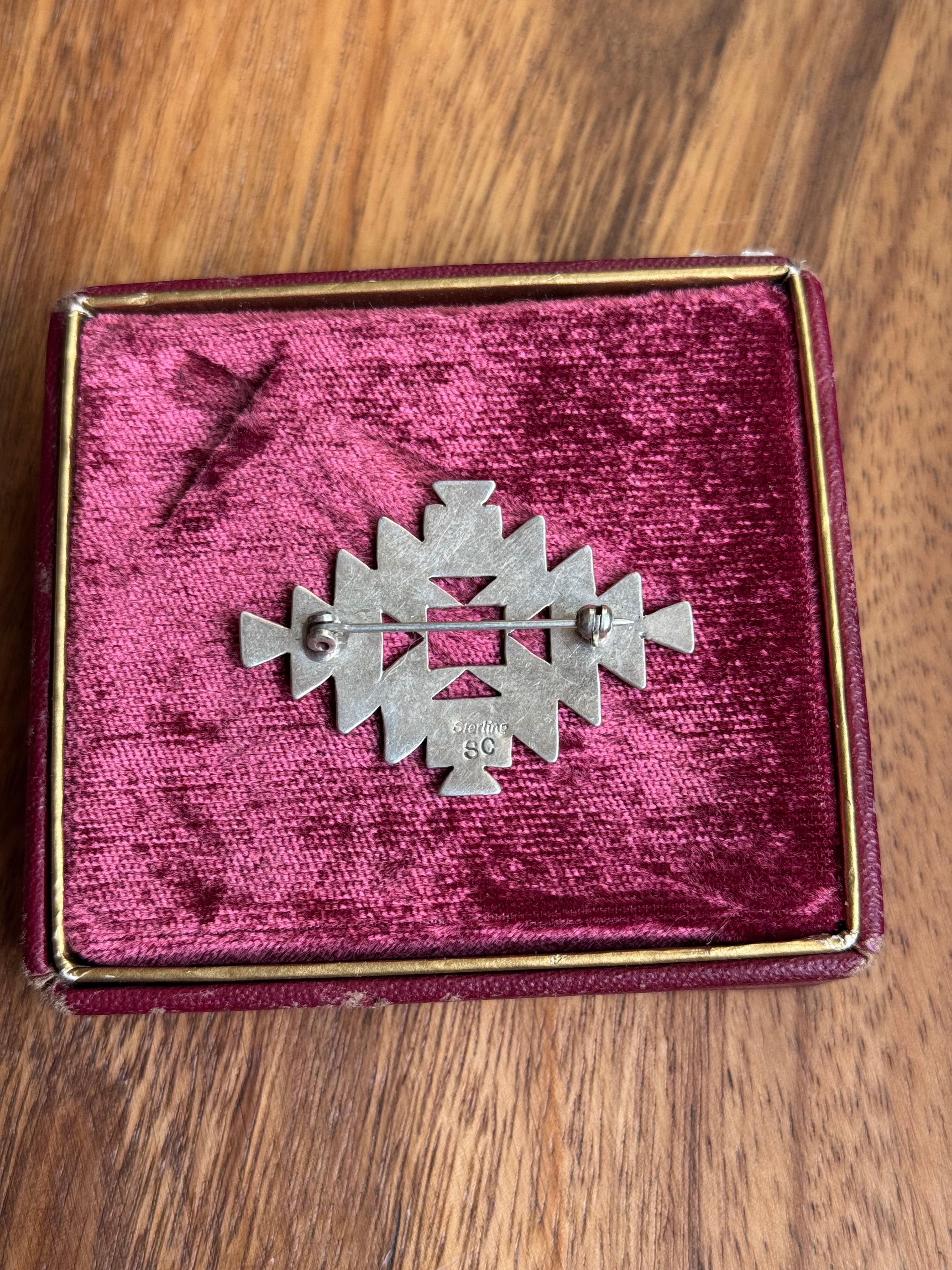 Vintage Sterling Silver Geometric Diamond Cut Out Pin
