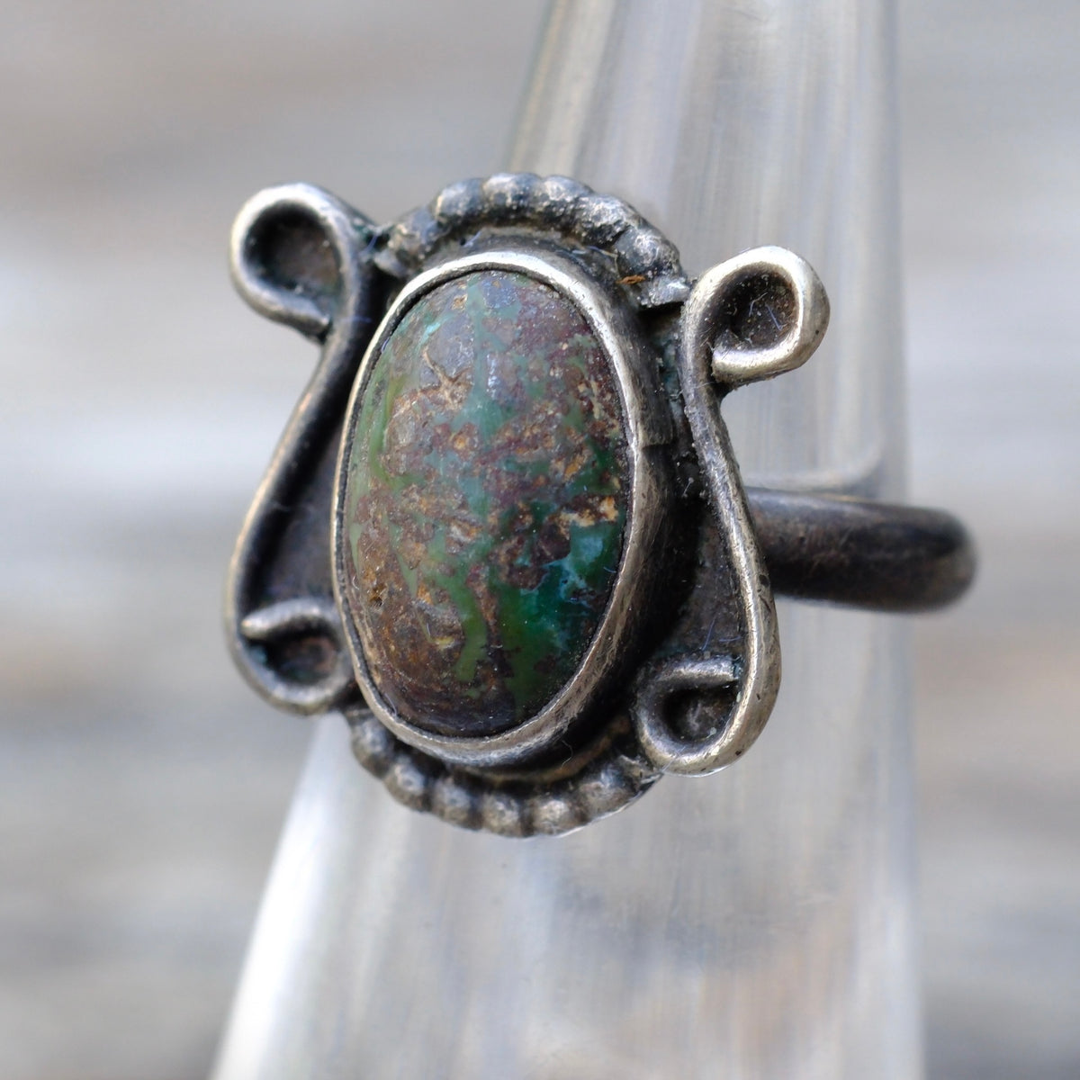 Vintage Sterling Turquoise Ring 3.5
