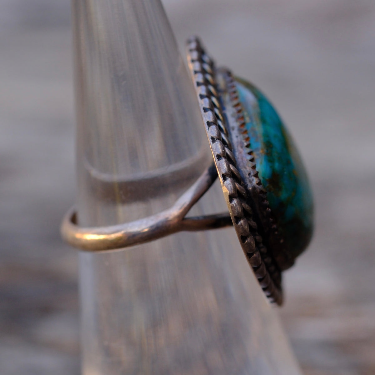 Vintage Sterling High Grade Turquoise Feather Ring 4.75