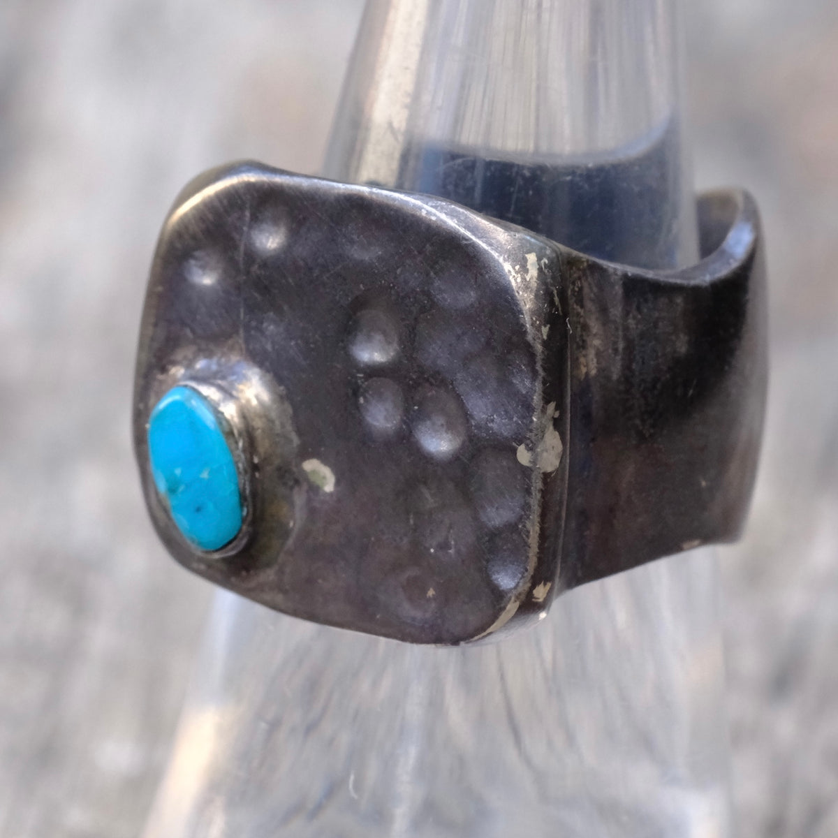 Vintage Sterling Turquoise Signet Ring 6
