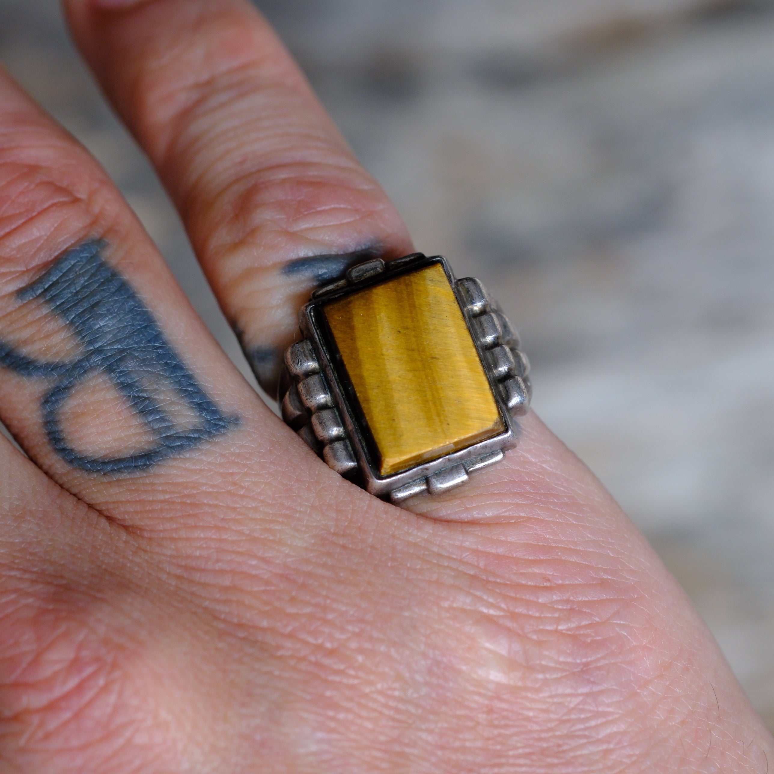 Vintage Sterling Tigers Eye Signet Ring 5.5