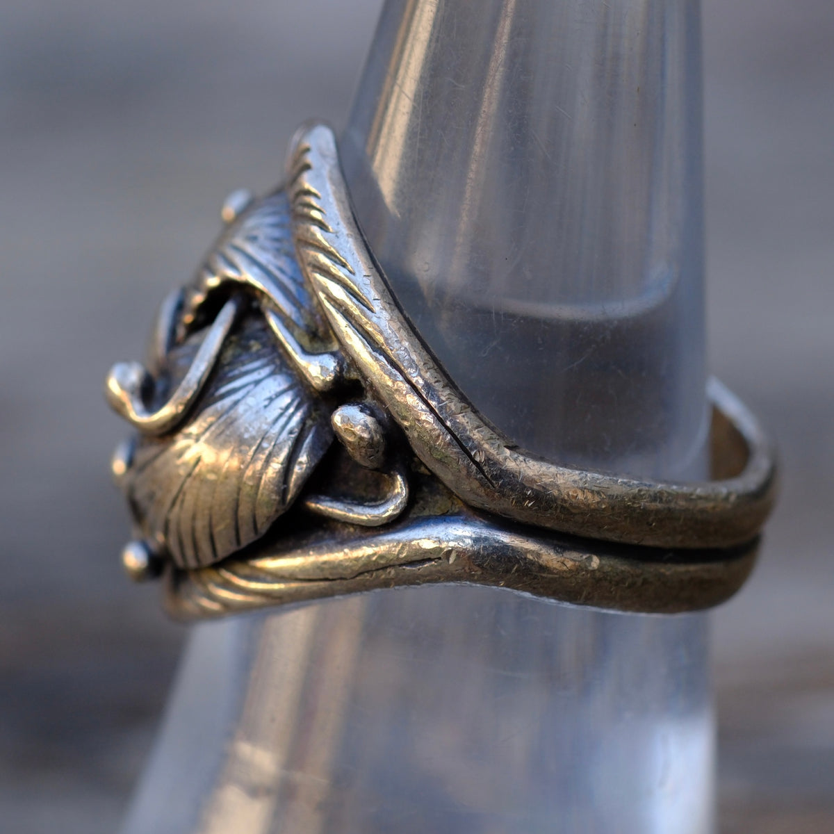 Vintage Sterling Silver Leaf Ring 7