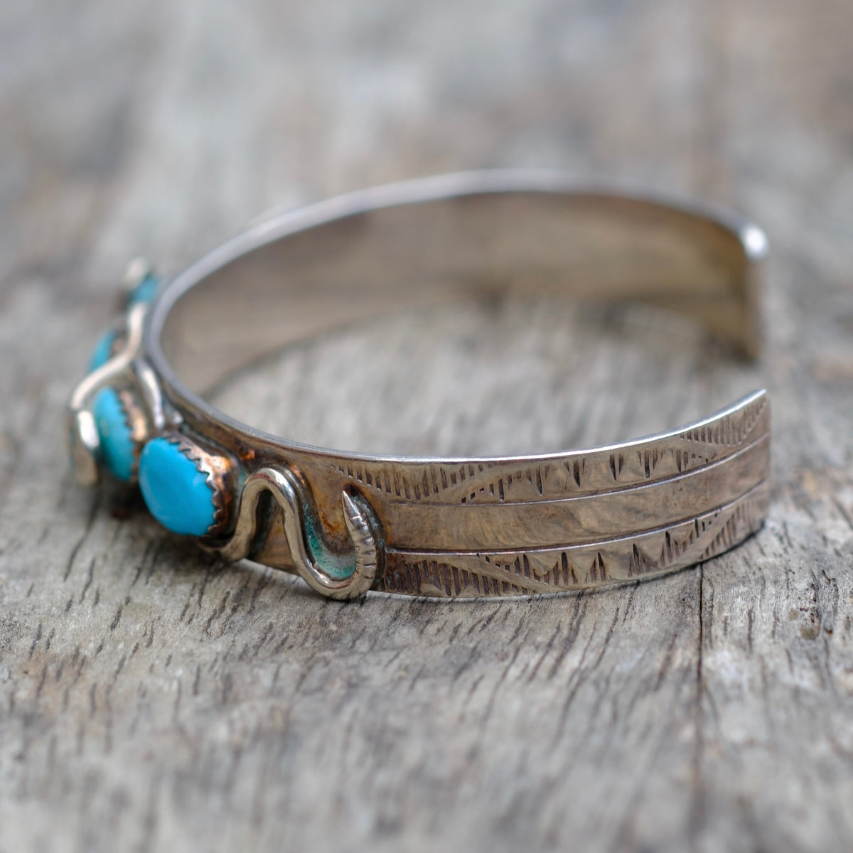 Vintage Sterling Zuni Effie C Turquoise Cuff Bracelet