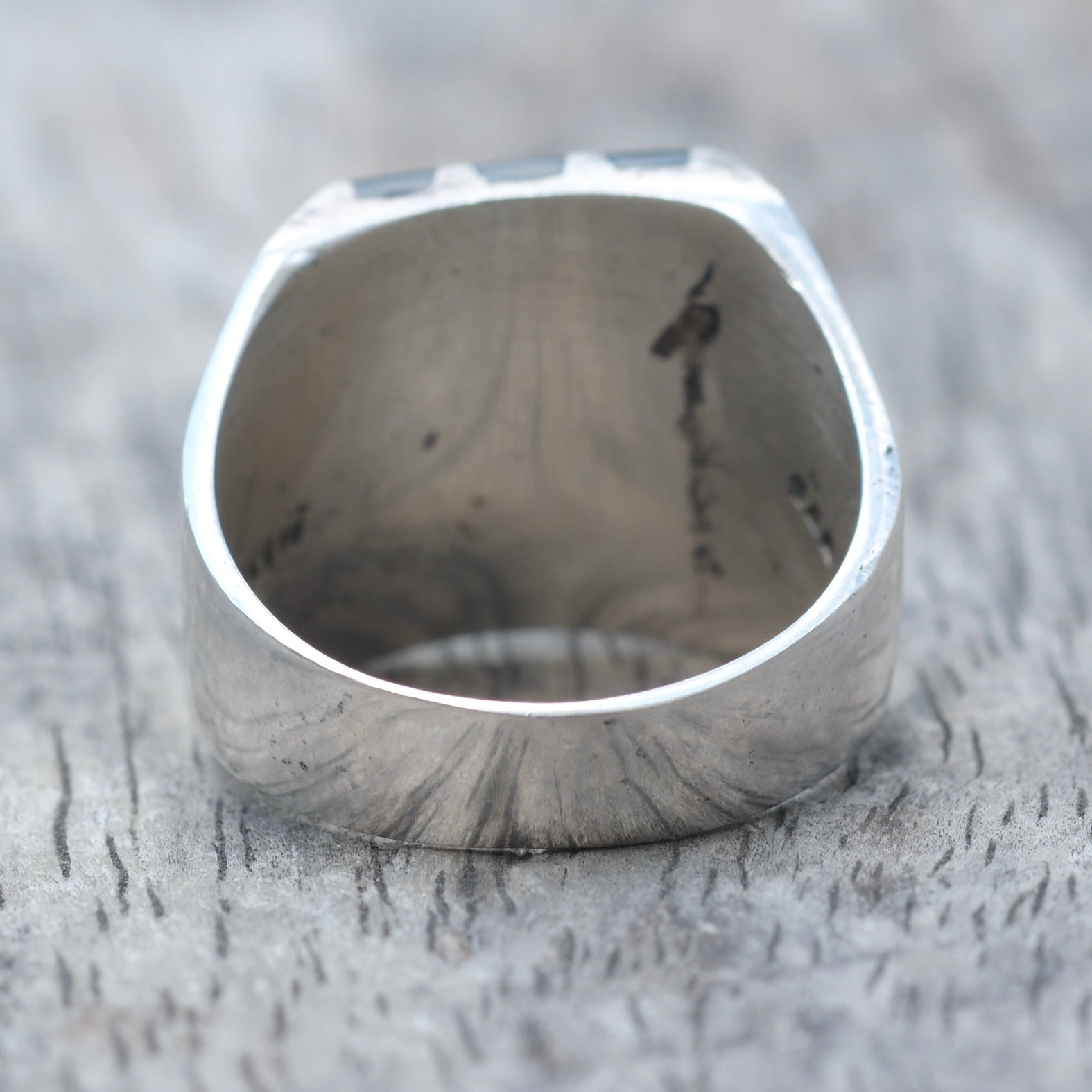 Vintage Sterling Onyx Inlay Striper Ring 10.5