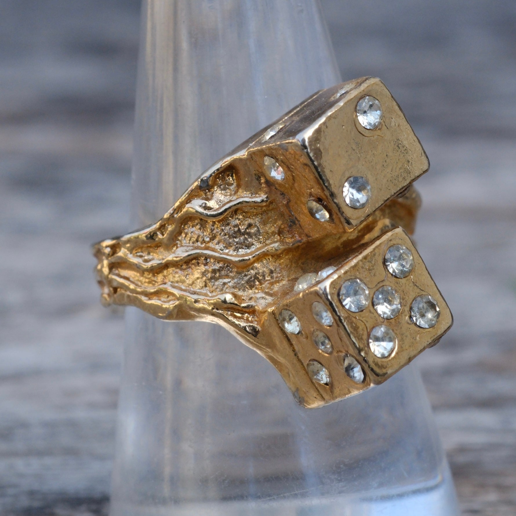 Vintage Gold Plated Gambler Ring 9