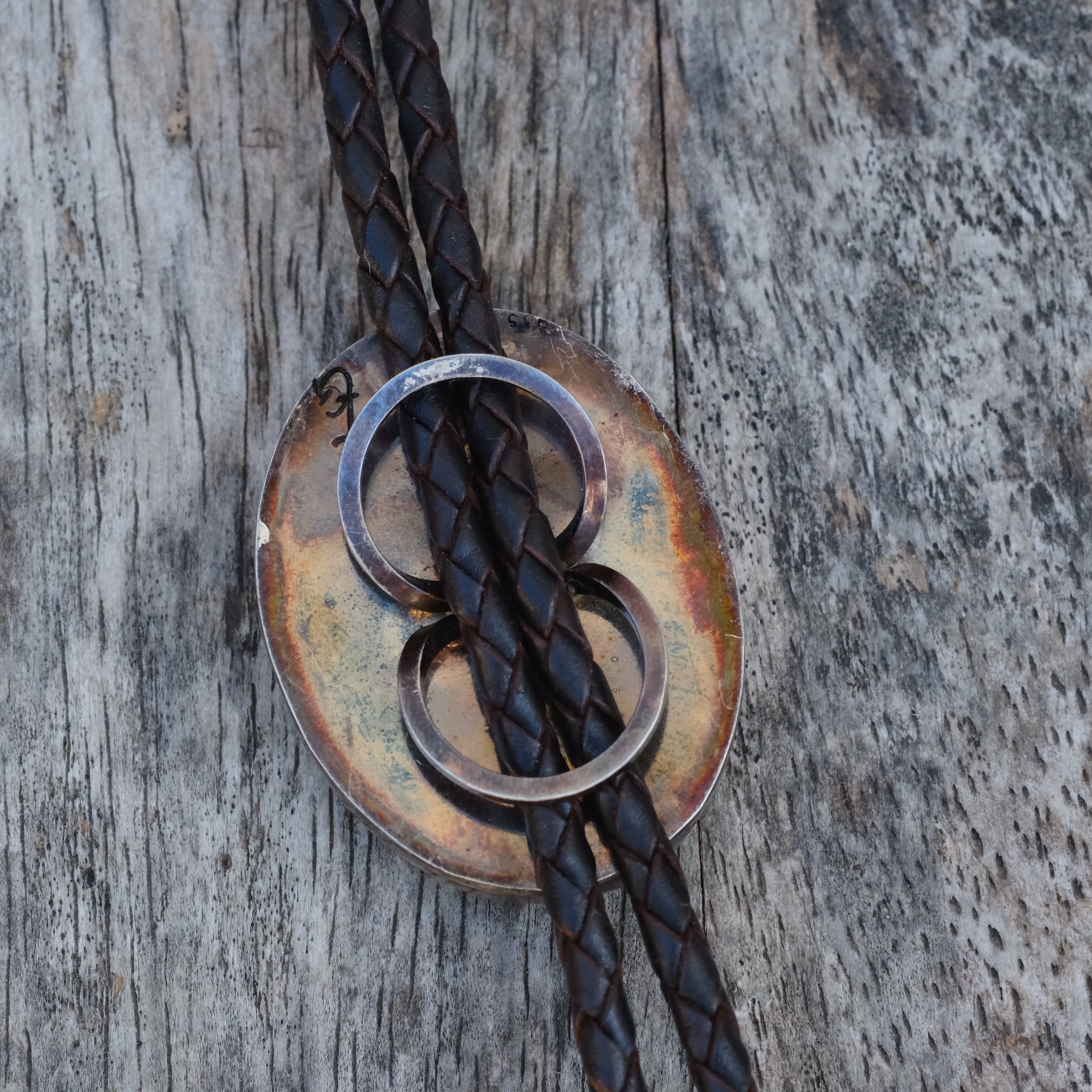 Vintage Sterling Lapis Lucky Horseshoe Bolo Tie