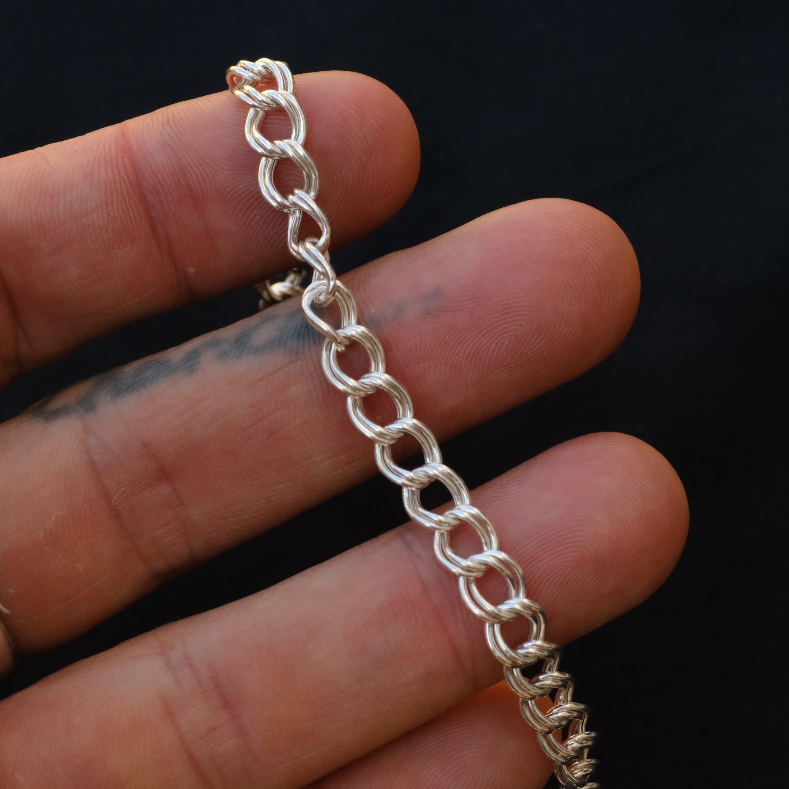 Vintage Sterling Double Curb Chain Bracelet