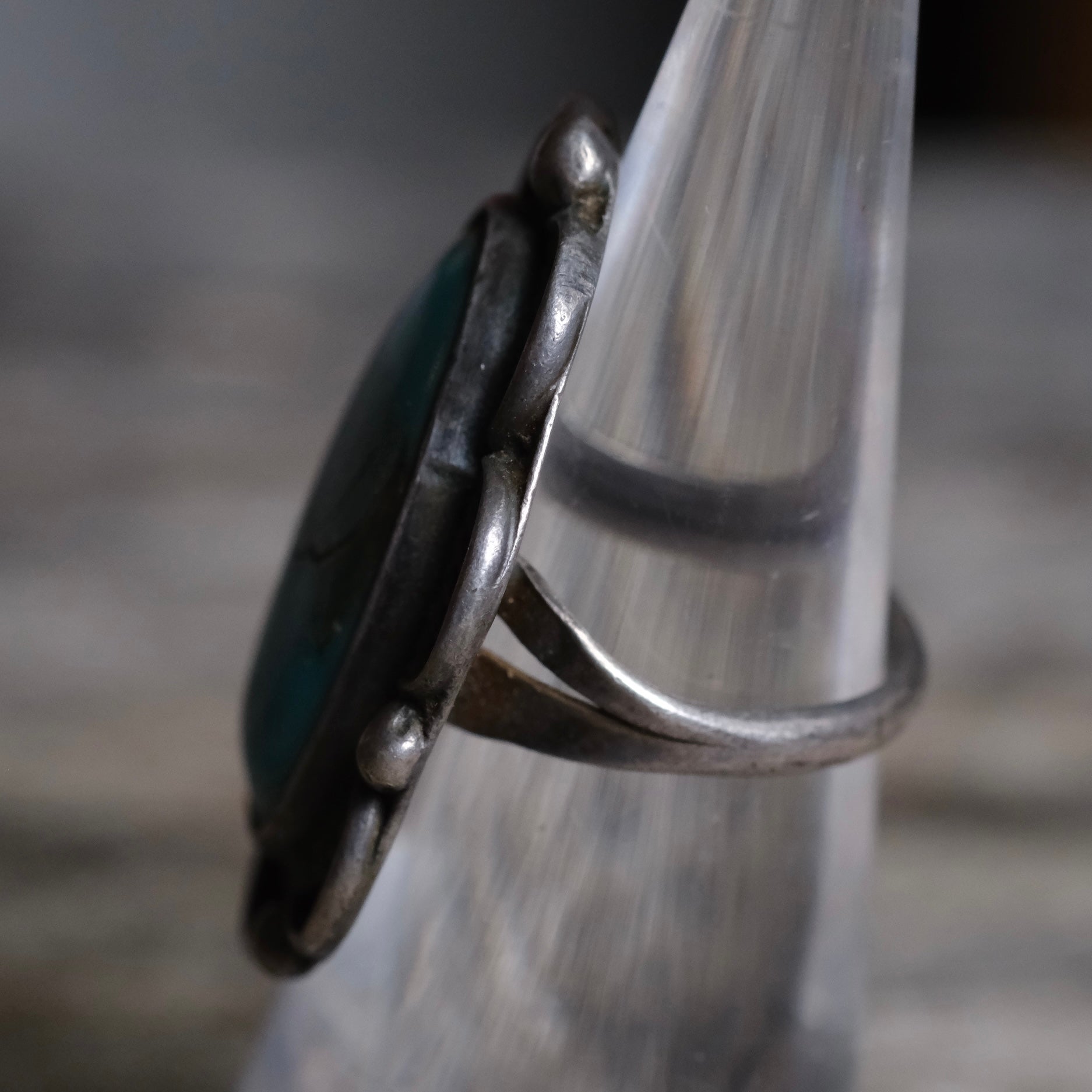 Vintage Sterling Turquoise Florette Ring 4.5