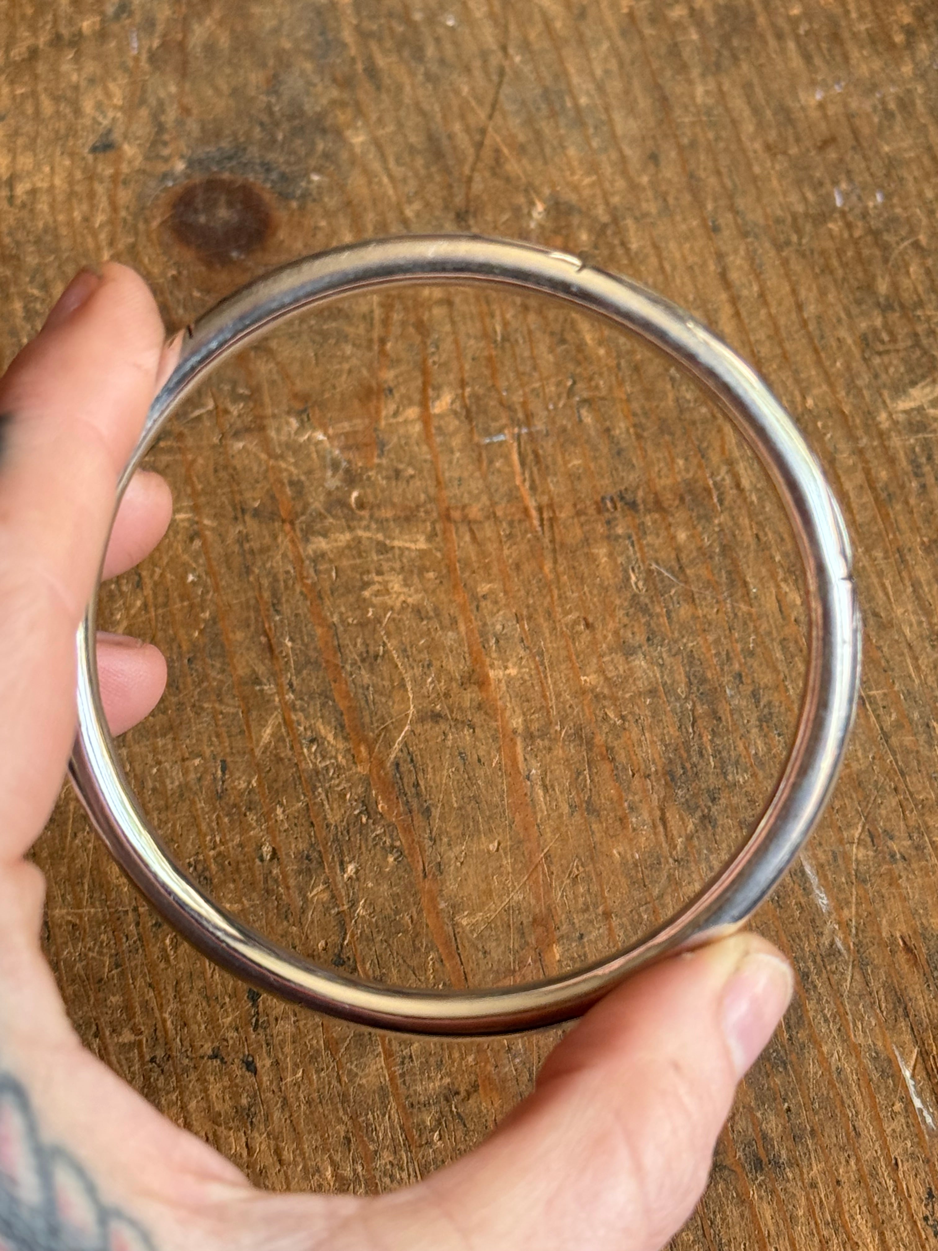 Vintage Sterling Silver Star Cut Hollow Bangle