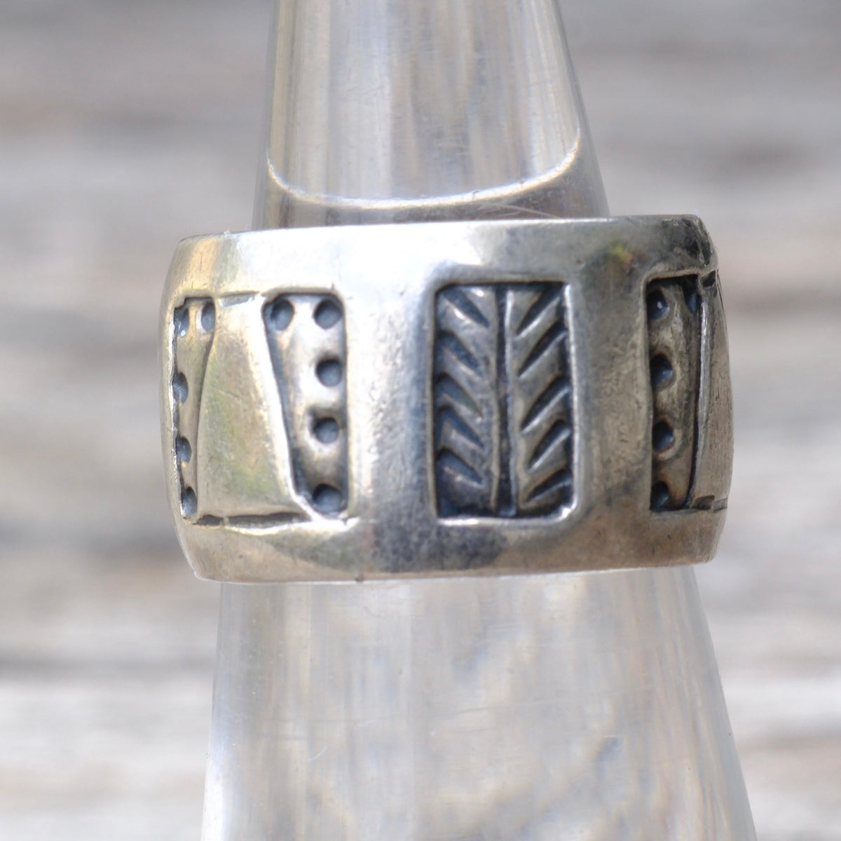 Vintage Sterling Chunky Stamped Band Ring 5